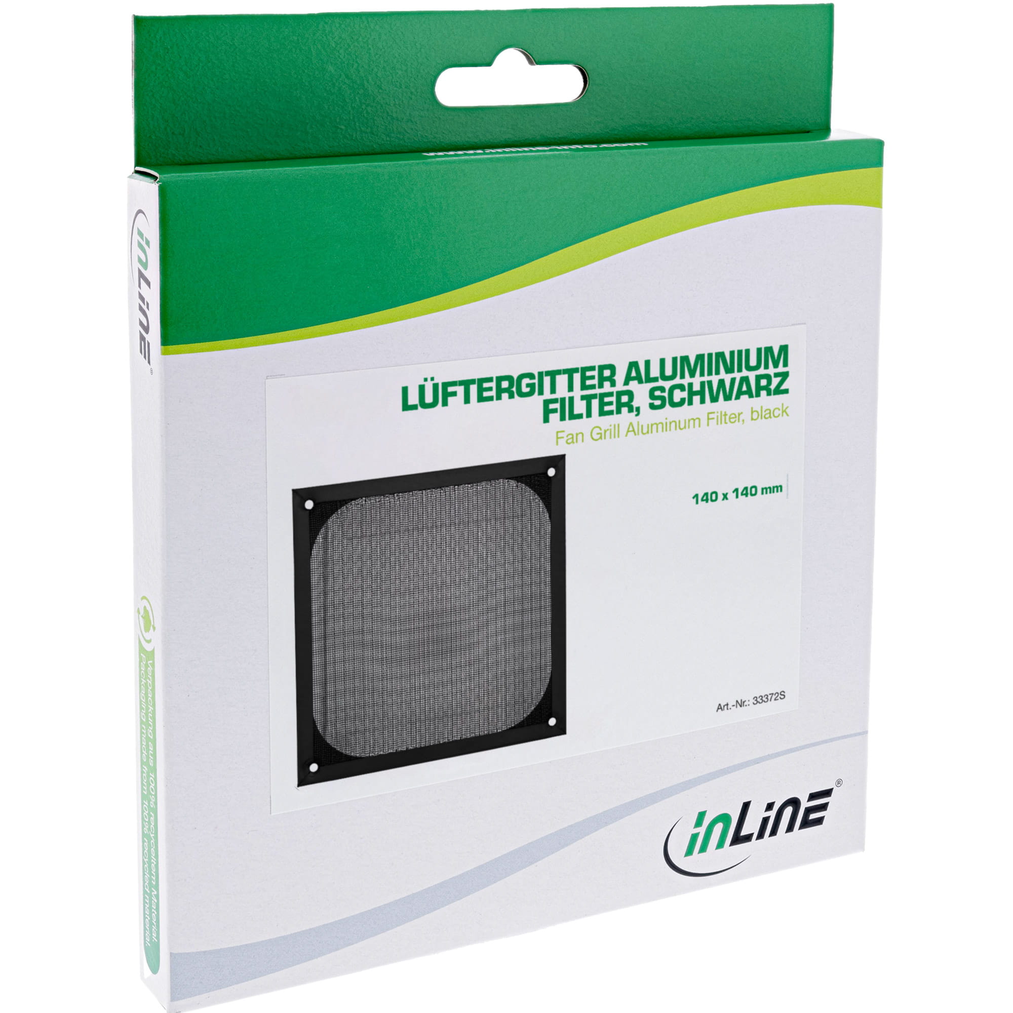 InLine Lüftergitter - Aluminium Filter - 140x140mm - schwarz