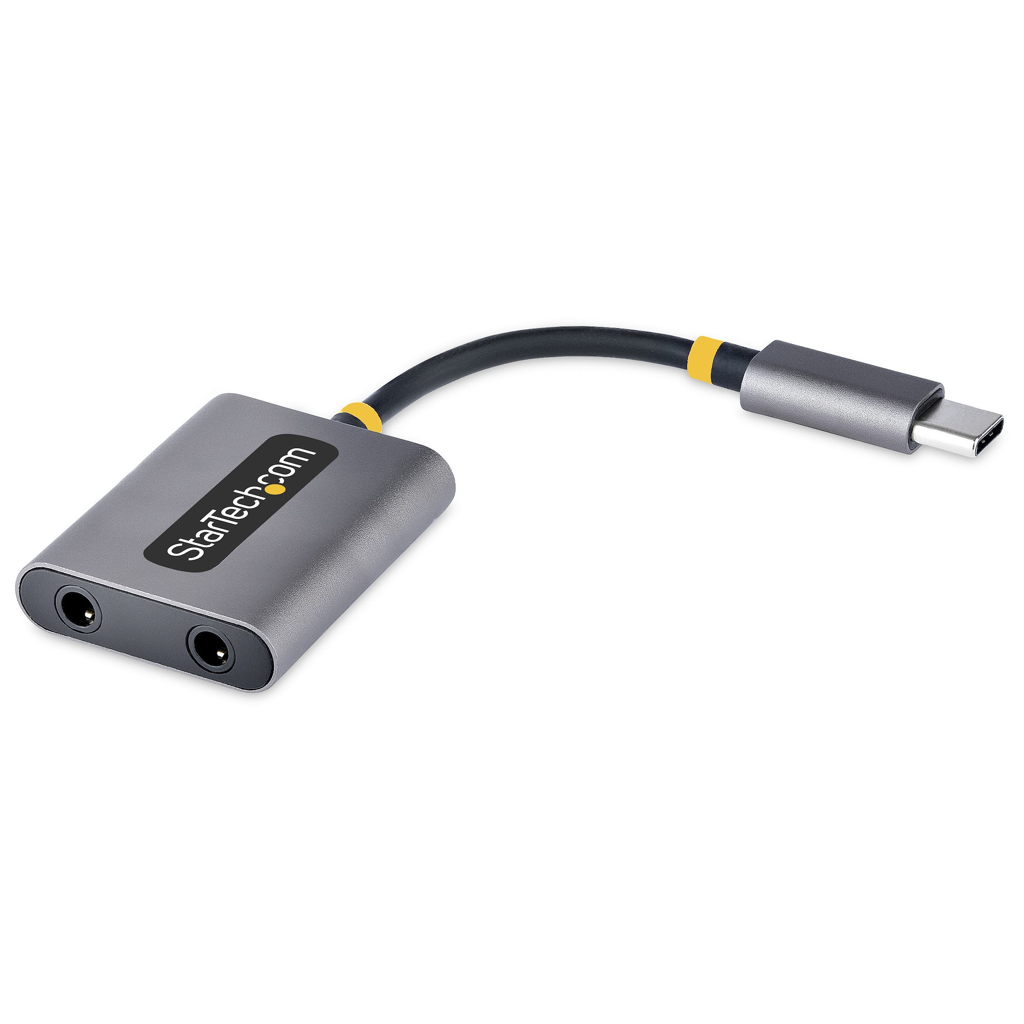 StarTech.com USB-C Headphone Splitter, USB Type C Dual Headset Adapter w/Microphone Input, USB C to 3.5mm Adapter/Earphone Dongle, USB C to Audio Jack/Aux Output - Mic and Headset Controls, Built-in 24-bit DAC (USBC-AUDIO-SPLITTER)