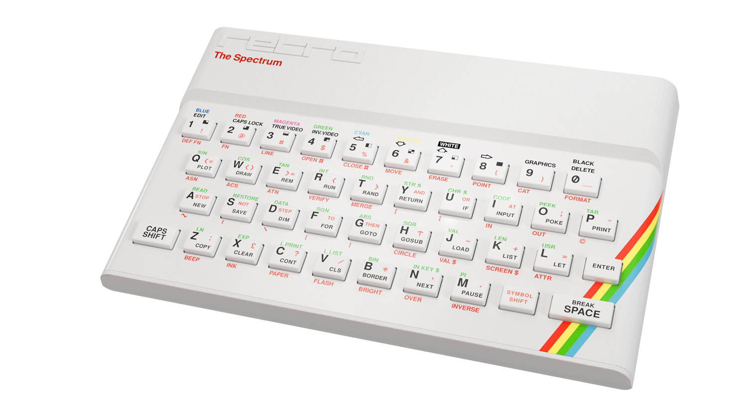 Retro Games The Spectrum White Edition, ZX Spectrum, Weiß, HD, Joystick, Manic Miner, Head Over Heels, Saboteur! Remastered, Der Hobbit, Army Moves, The Great Escape, HDMI