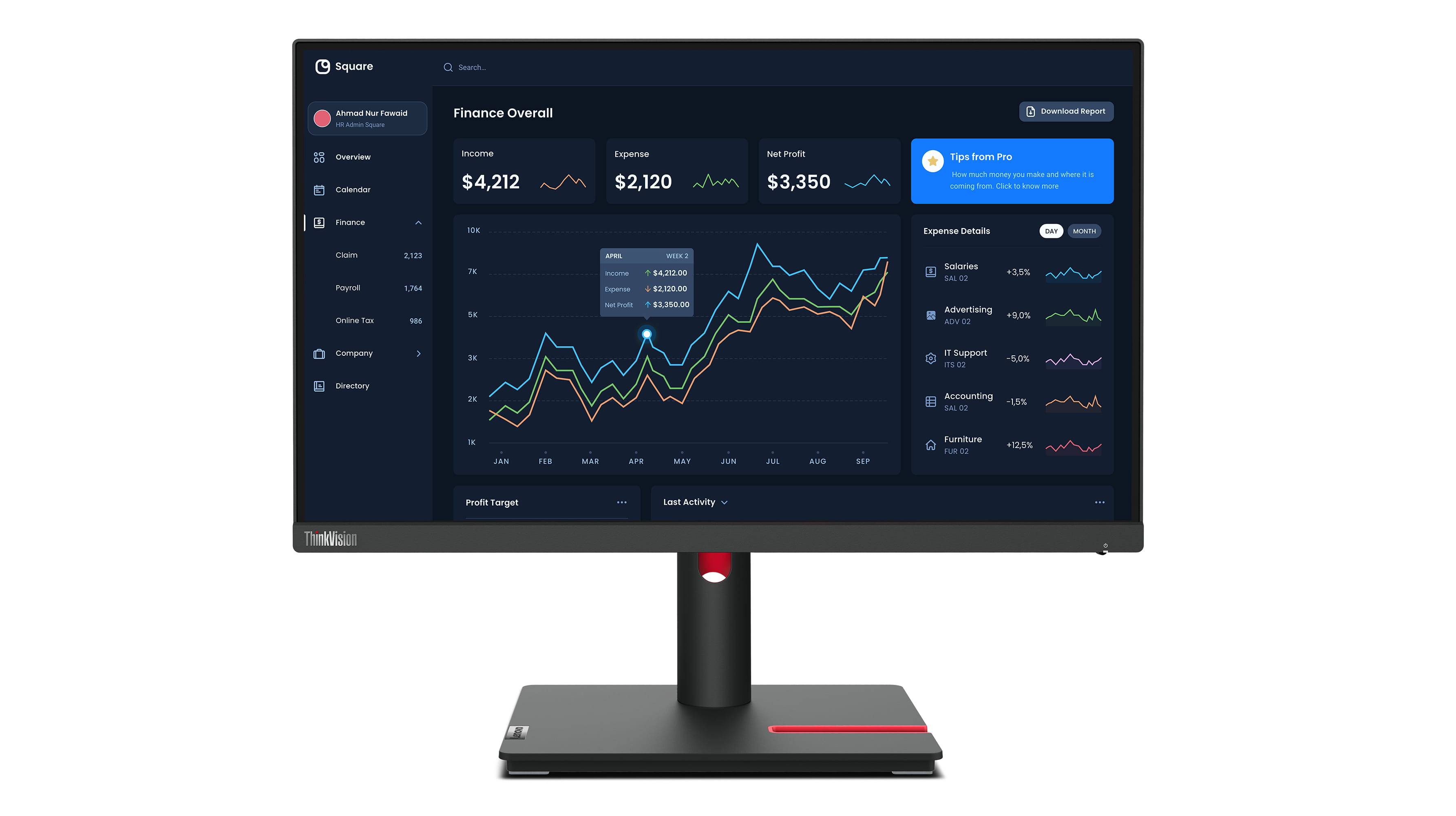 Lenovo ThinkVision T22i-30 - LED-Monitor - 54.6 cm (21.5")