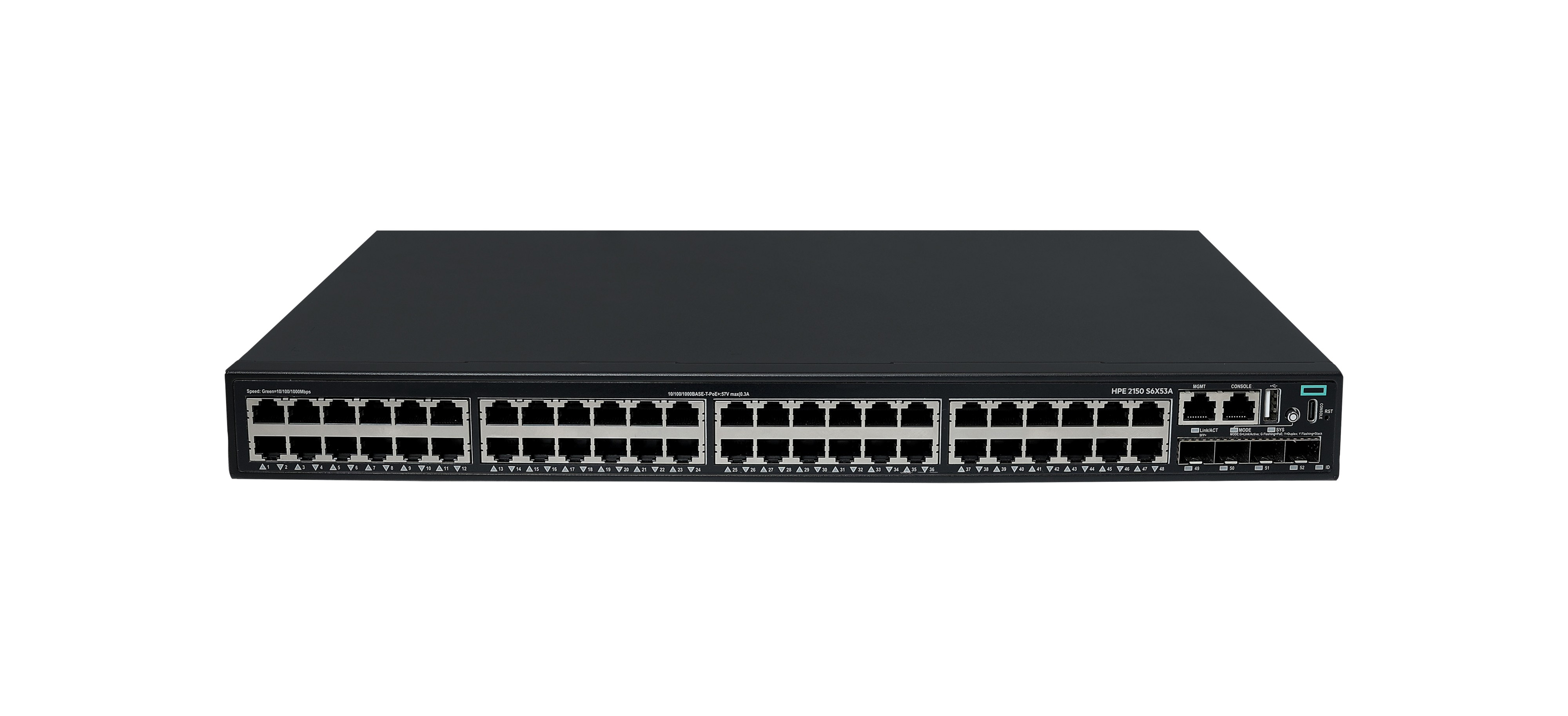 HPE Networking Comware 5150L 48p 10M/100M/1G PoE+ 4p SFP+ 1G/10G 390W Switch - Switch - L3 Lite - managed - 48 x 10/100/1000Base-T (PoE+)