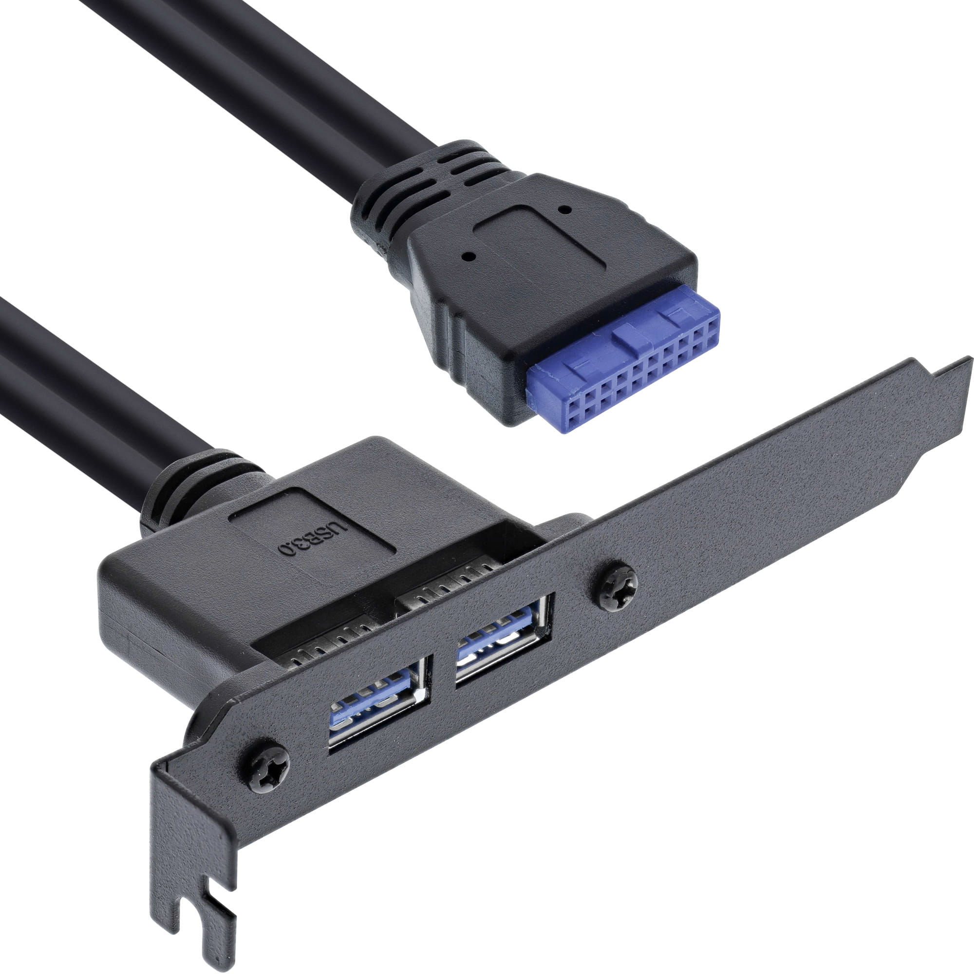 InLine Slotblech USB 3.2 Gen.1 - 2x USB-A Buchse auf intern Mainboard 0,5m