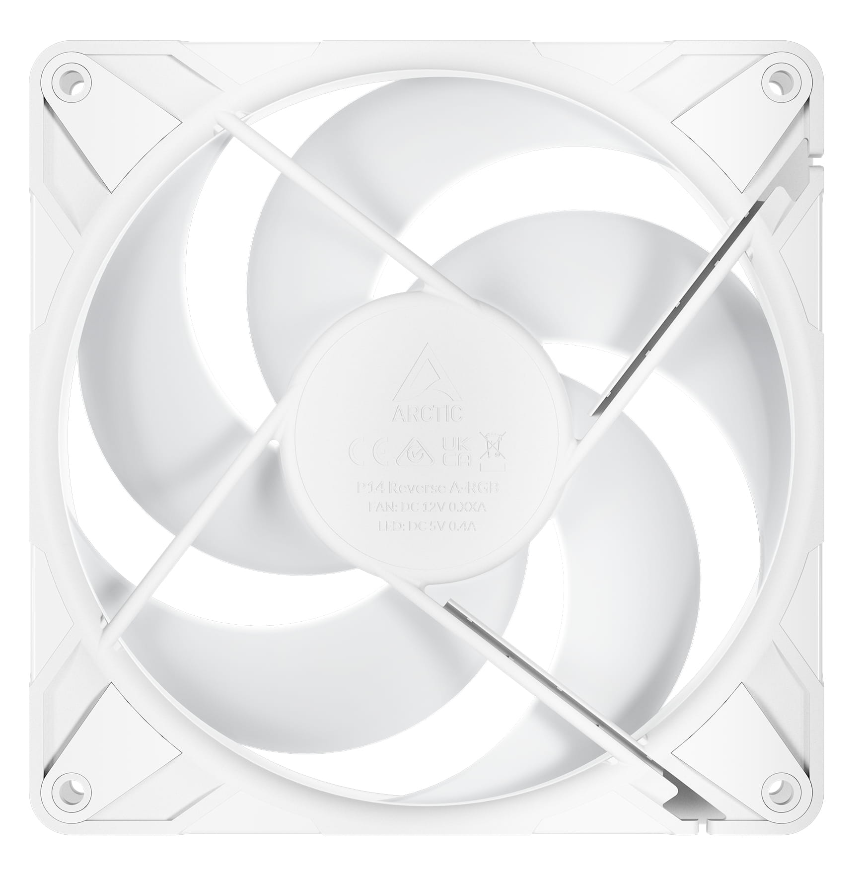 Arctic Freezer P14 Pro Reverse A-RGB (White) - 140 mm A-RGB PWM-Lüfter mit Kabelsplitter, Ventilator, 14 cm, 166,5 m³/h, Weiß