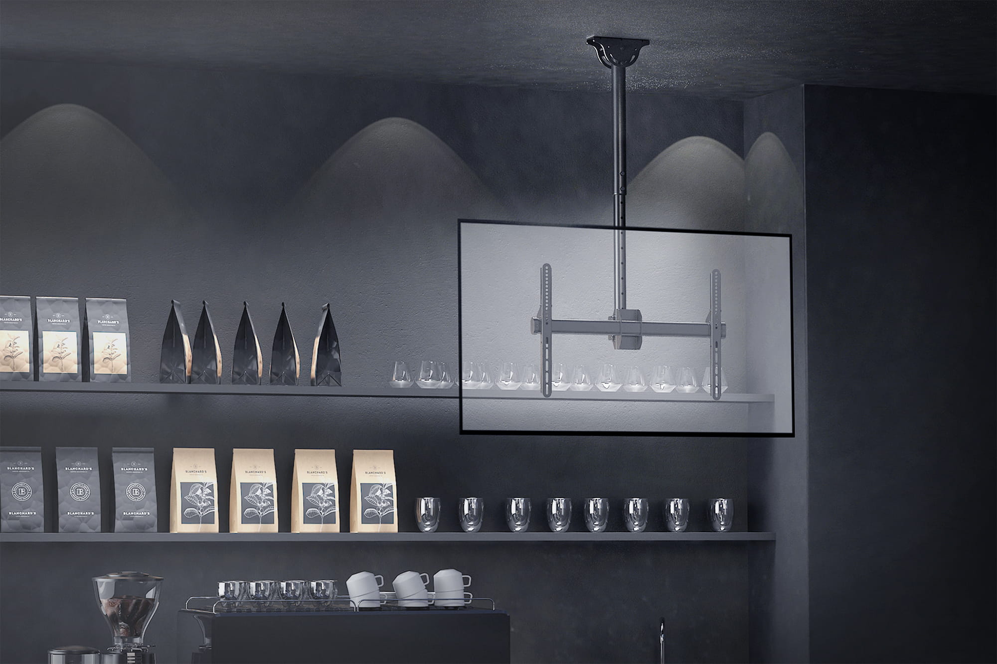 DIGITUS Universelle TV-Deckenhalterung mit Teleskop-Höhenverstellung