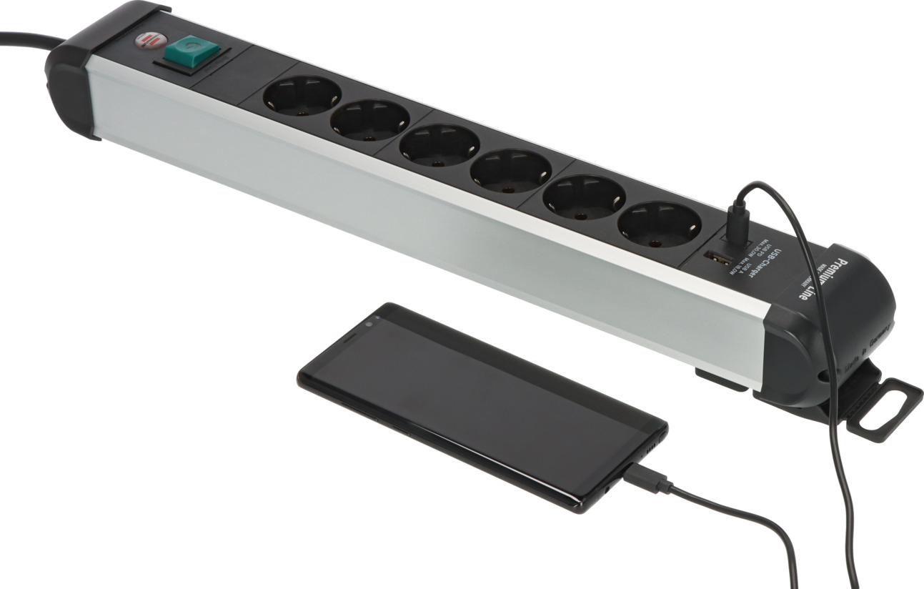 Brennenstuhl 1391030611, 3 m, Drinnen, IP20, Schwarz, Silber, 6 AC-Ausgänge, 230 V