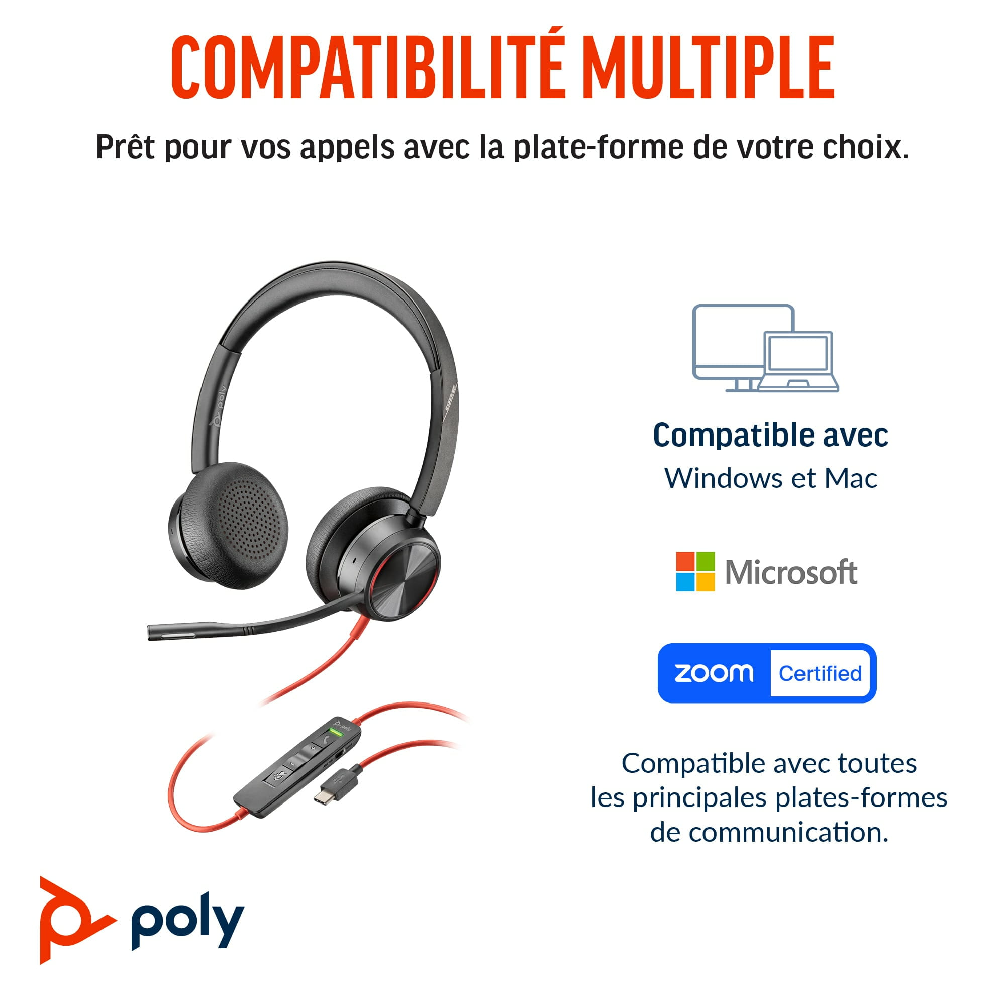 Poly Blackwire 8225 - Blackwire 8200 series - Headset Poly Blackwire 8225 - Blackwire 8200 series - Headset
