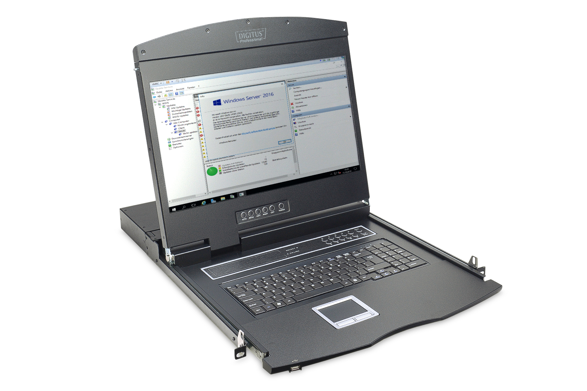 DIGITUS 19" LCD KVM Konsole, 8-Port CAT 5, deutsche Tastatur