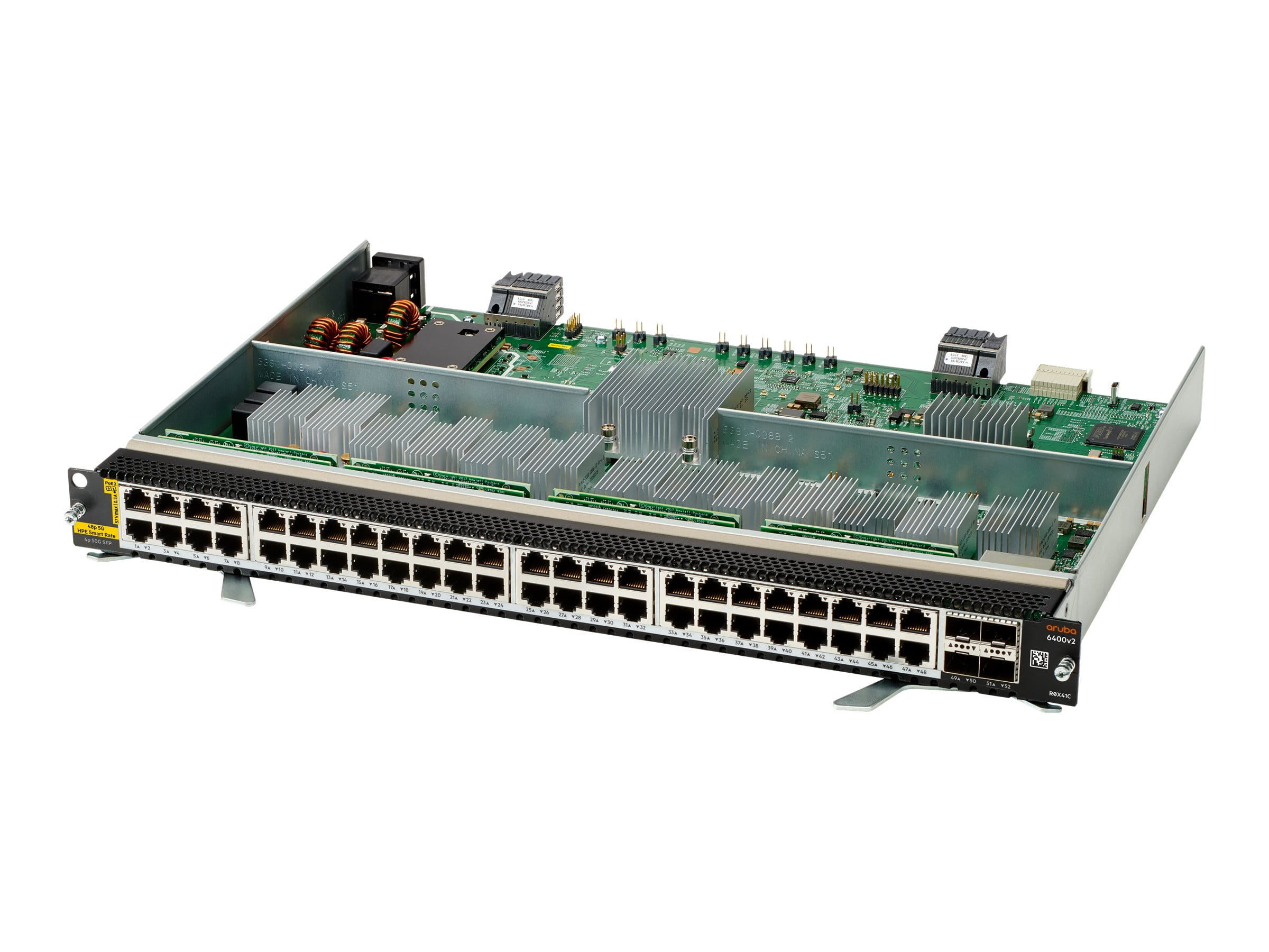 HPE Aruba Networking 6400 48-port HPE Smart Rate 1/2.5/5GbE Class 6 PoE and 4-port SFP56 v2 Module - Switch - L3 - 48 x 1/2.5G/5G (PoE) HPE Aruba Networking 6400 48-port HPE Smart Rate 1/2.5/5GbE Class 6 PoE and 4-port SFP56 v2 Module - Switch - L3 - 48 x 1/2.5G/5G (PoE)