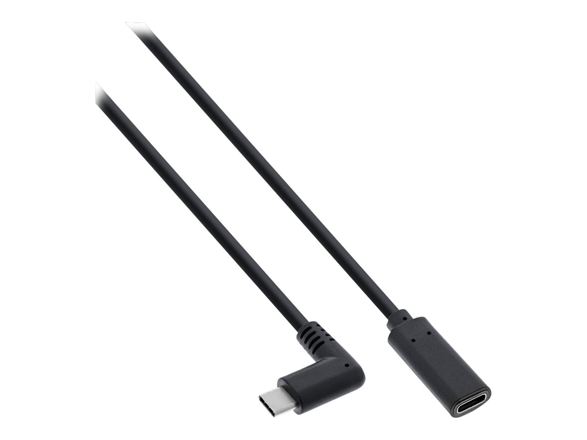 InLine USB 3.2 Gen.1x2 Kabel - USB-C Verl. - ST gewinkelt auf BU - schwarz 2m