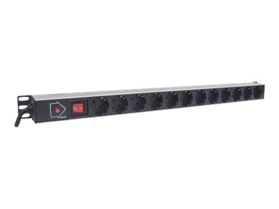 Intellinet Vertical Rackmount 12-Way Power Strip - German Type, With On/Off Switch and Overload Protection, 1.6m Power Cord - Steckdosenleiste (Rack - einbaufähig)
