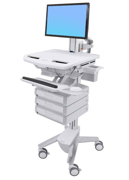 Ergotron Cart with LCD Pivot, 3 Drawers - Wagen - offene Architektur - für LCD-Display / PC-Ausrüstung - Kunststoff, Aluminium, verzinker Stahl - Bildschirmgröße: bis zu 61 cm (bis zu 24 Zoll)