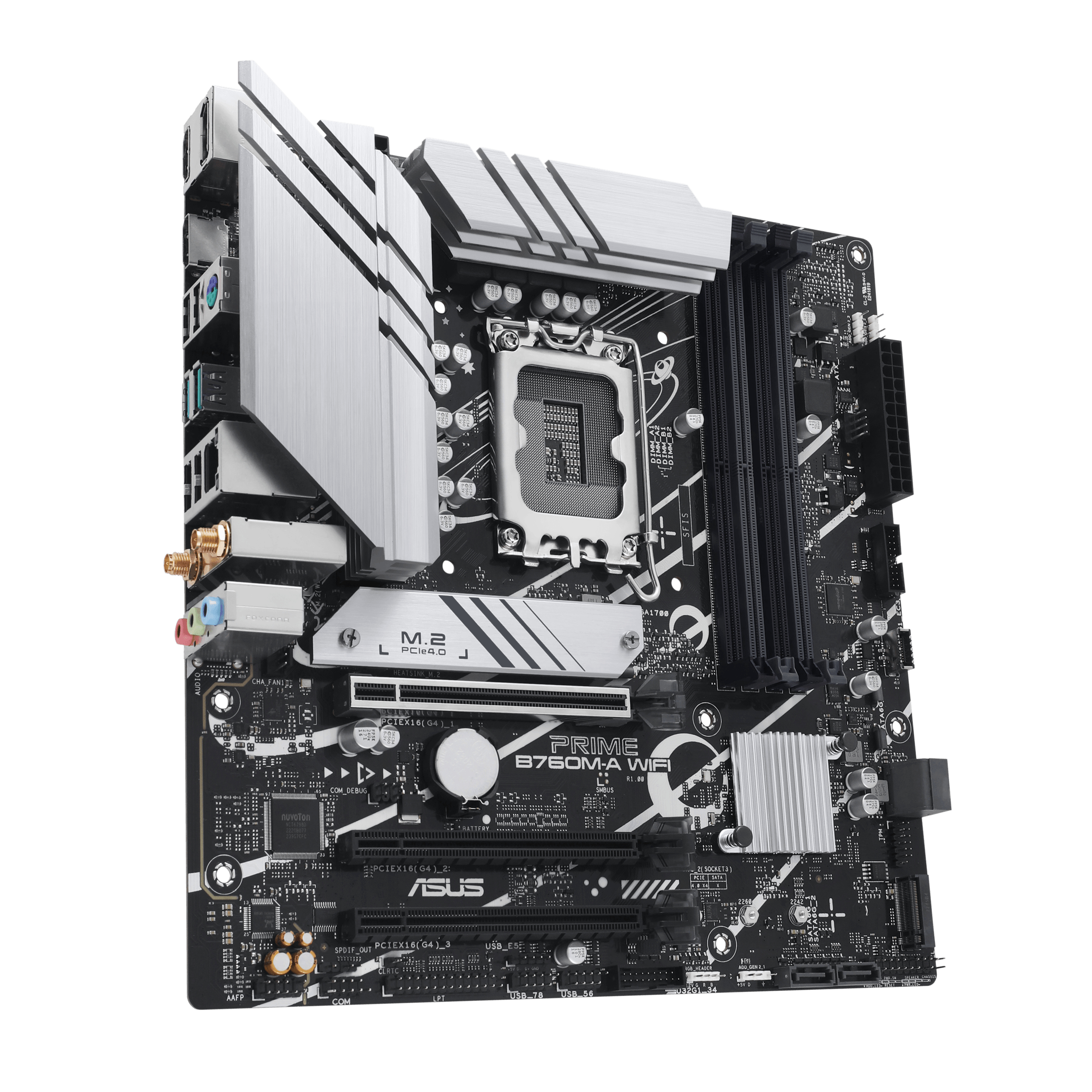 ASUS PRIME B760M-A WIFI - Motherboard - micro ATX - LGA1700-Sockel - B760 Chipsatz - USB 3.2 Gen 1, USB 3.2 Gen 2, USB-C 3.2 Gen 1 - 2.5 Gigabit LAN, Wi-Fi 6, Bluetooth - Onboard-Grafik (CPU erforderlich)