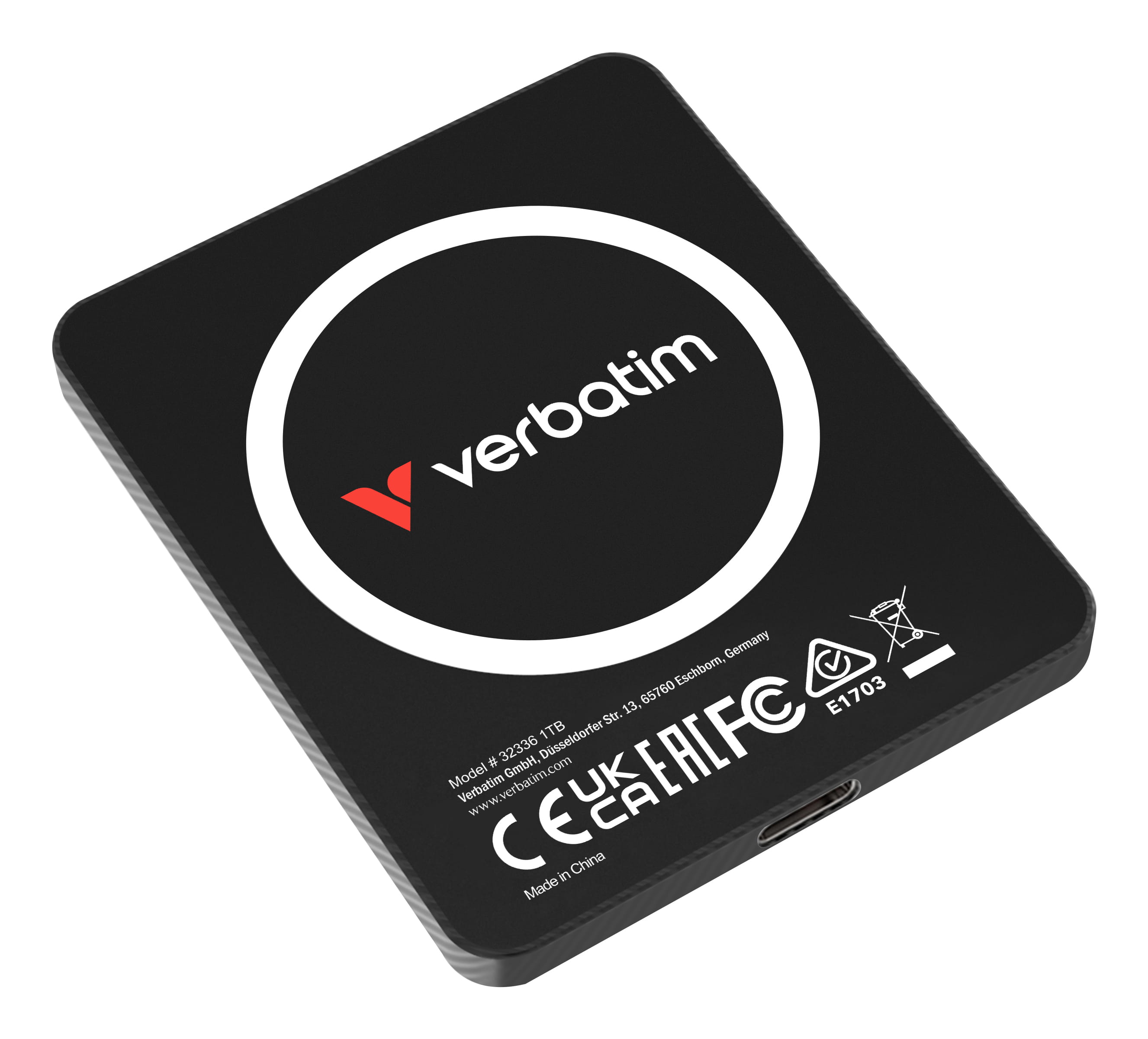 Verbatim SnapBack Ultra Slim SSD 1TB, 1 TB, USB Typ-C, USB 3.2 Gen 2x2, 2050 MB/s, 20 Gbit/s, Schwarz
