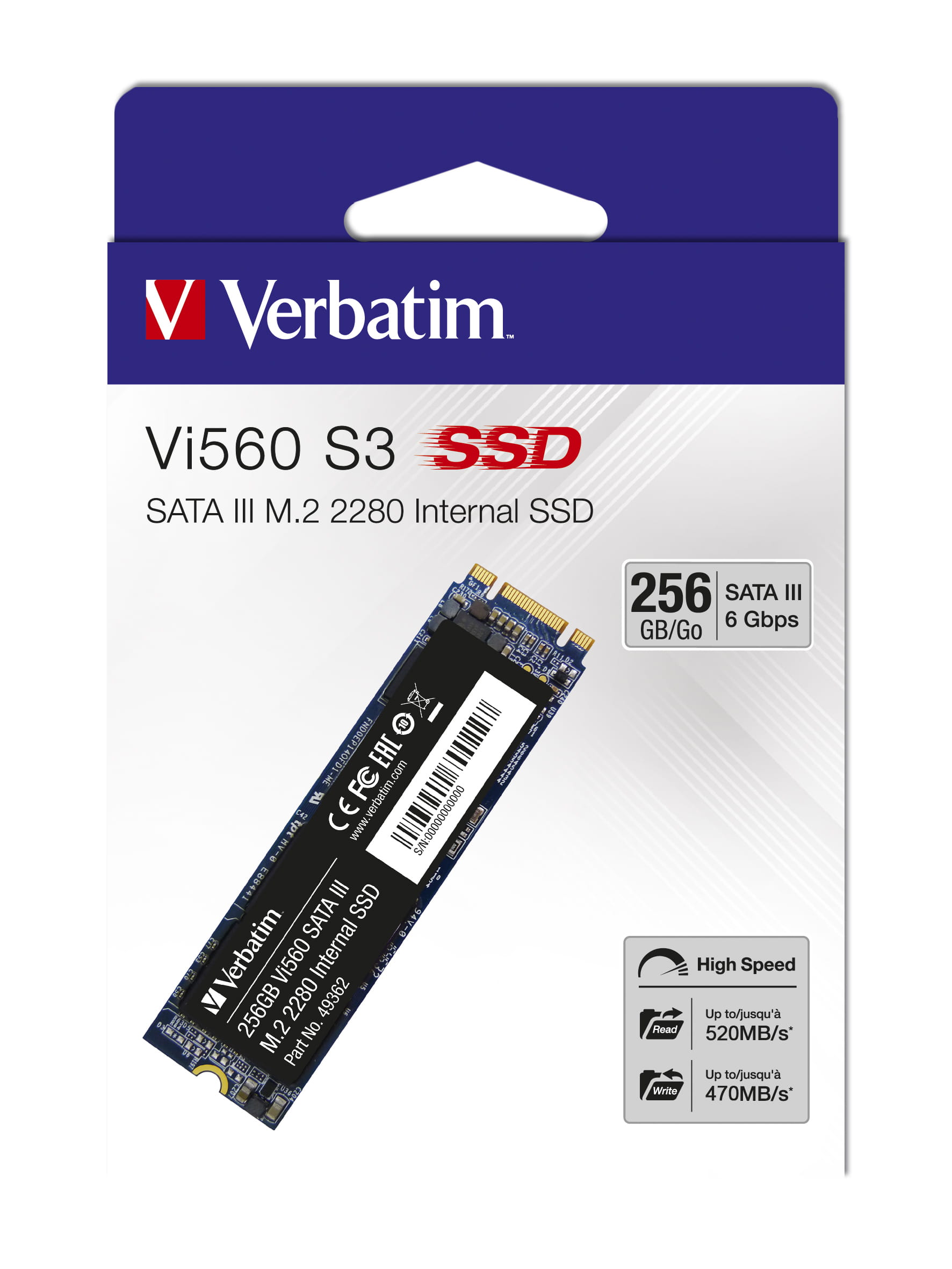 Verbatim Vi560 S3 - SSD - 256 GB - intern - M.2