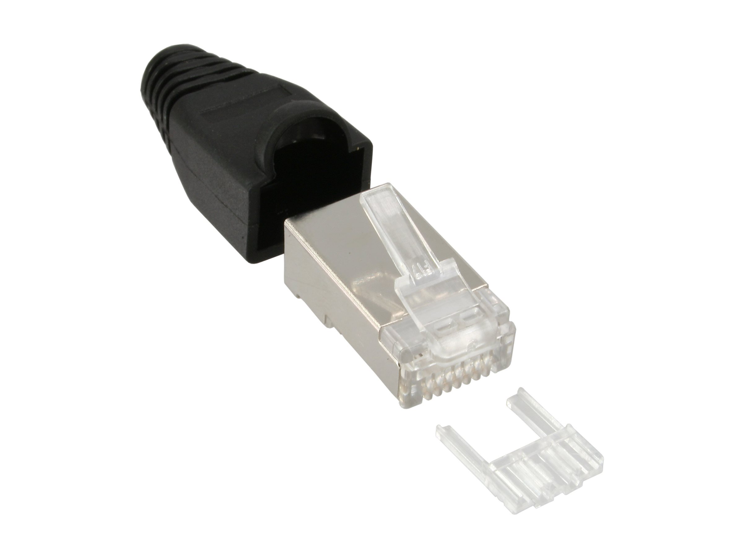 InLine Crimpstecker RJ45 geschirmt - Knickschutz schwarz Einfädelhilfe 10er Pack