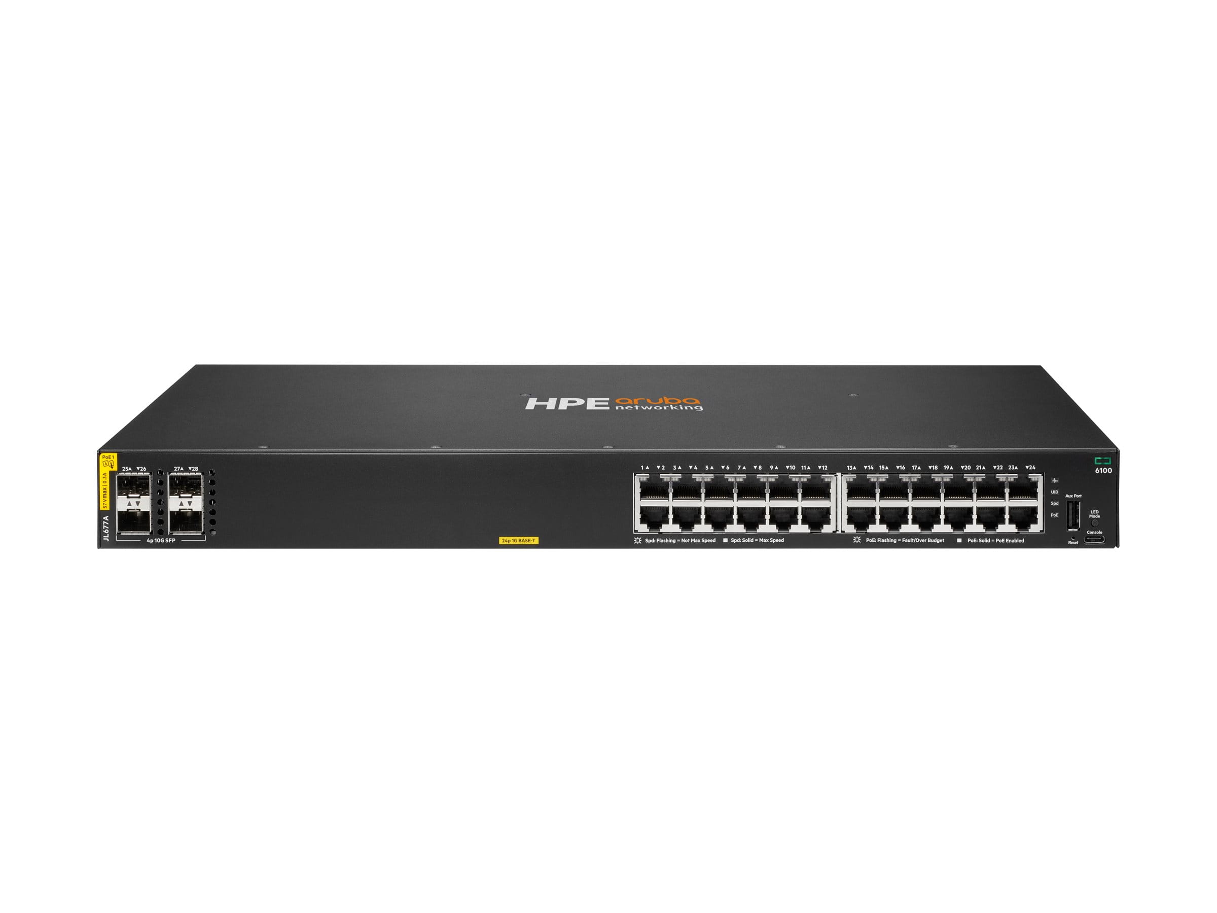HPE Aruba Networking 6100 24G Class4 PoE 4SFP+ - Switch - managed - 24 x 10/100/1000 (PoE+)