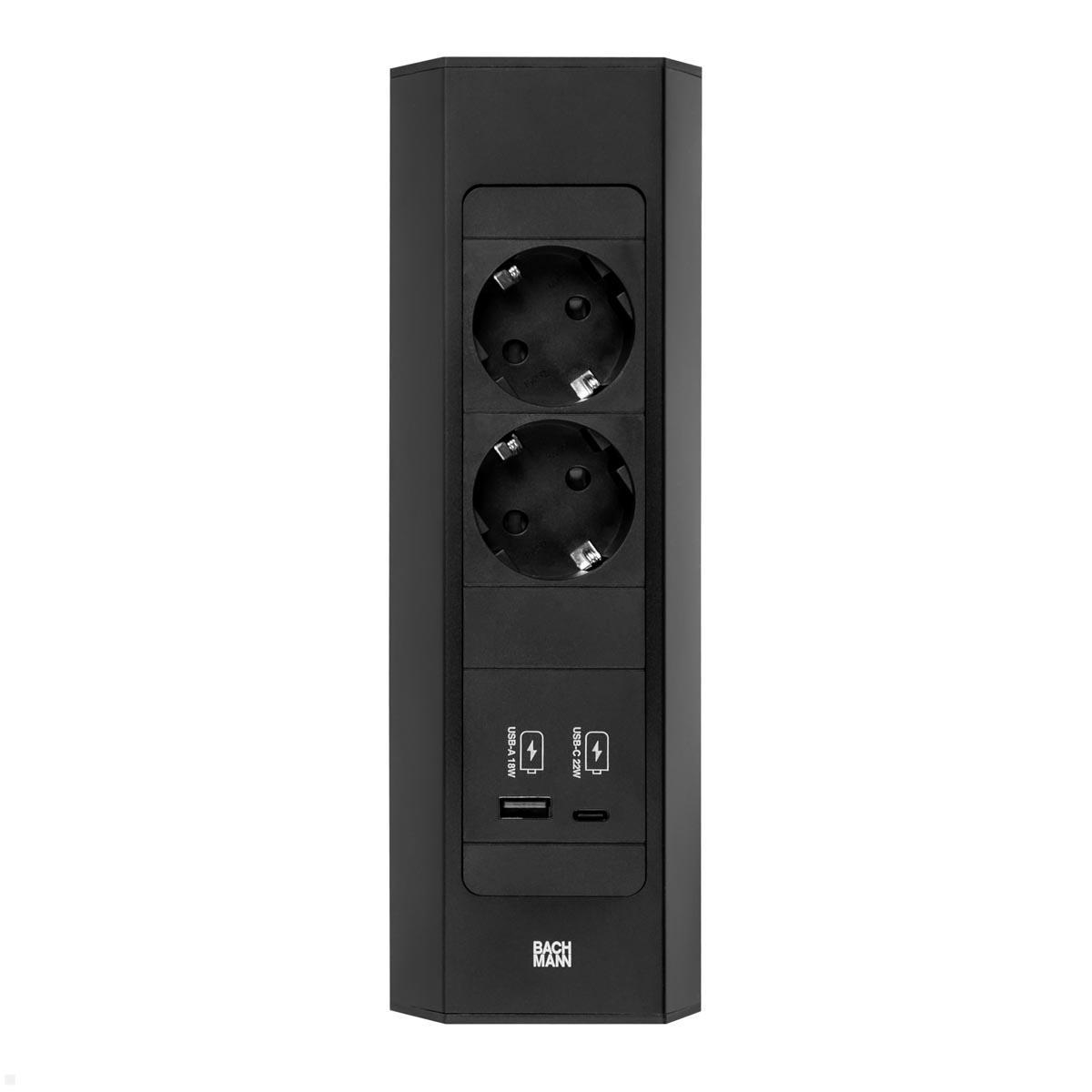 Bachmann CASIA 2 - Steckdosenleiste (Wandmontage / Aufputzmontage) - kurz - Ausgangsanschlüsse: 2 (2 x Typ F, 24 pin USB-C, USB)