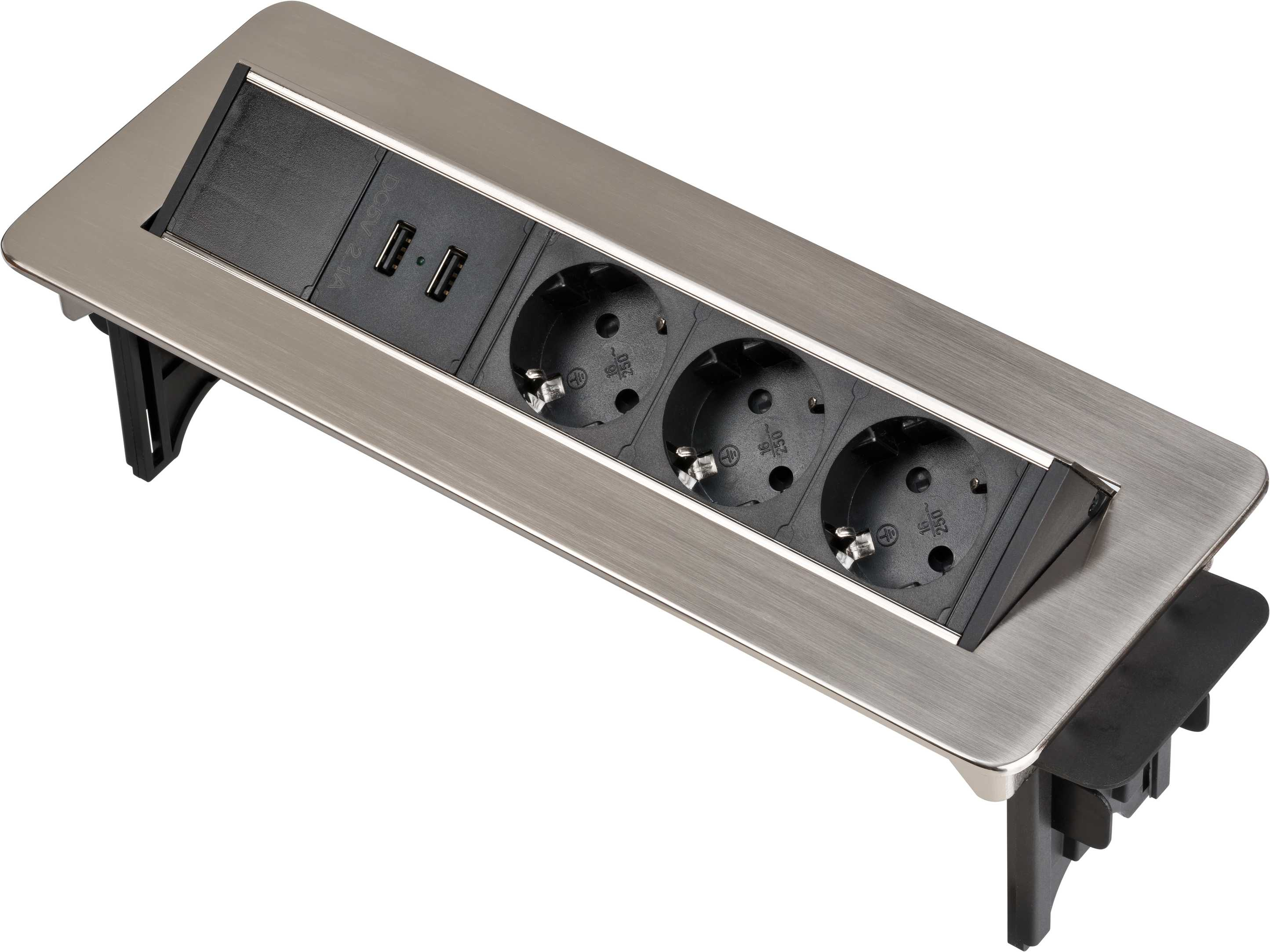 Brennenstuhl 1396200113, 2 m, 3 AC-Ausgänge, Indoor, IP20, Schwarz, Edelstahl, 115 mm