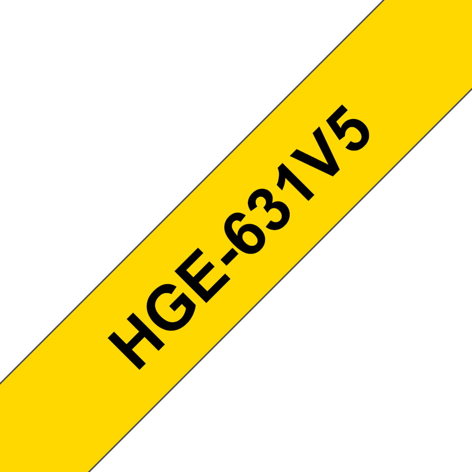 Brother HGE-631V5 - Schwarz auf Gelb - Rolle (1,2 cm x 8 m)
