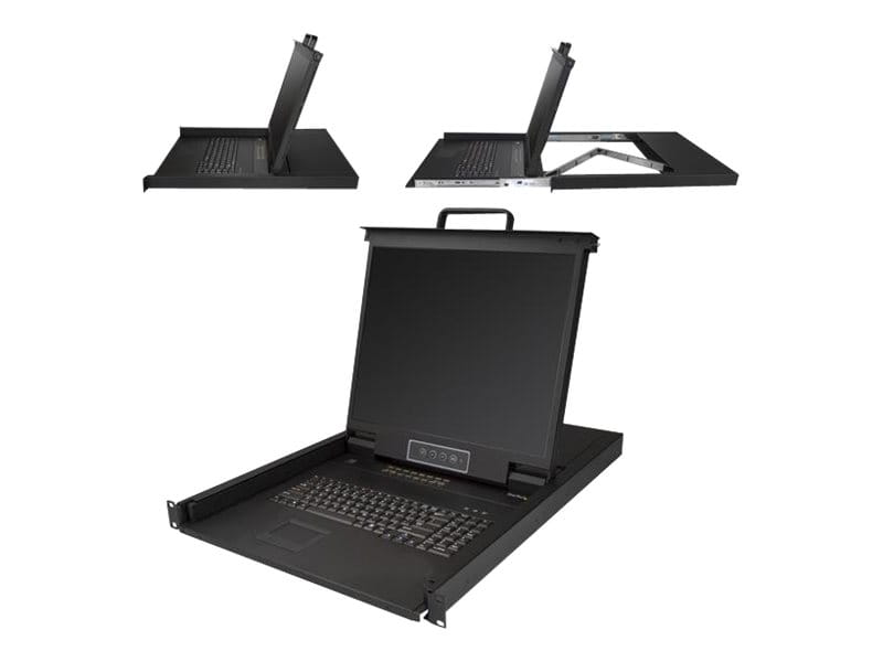 StarTech.com 16 Port Rack KVM Konsole mit 1,8 m Kabeln - US Tastatur(QWERTY), Integrierter KVM Switch mit 19" LCD Monitor - 1HE LCD KVM Konsole - OSD KVM - 50.000 MTBF - USB + VGA(RKCONS1916K) - KVM-Konsole mit KVM-Switch - 16 Anschlüsse - PS/2, USB - U