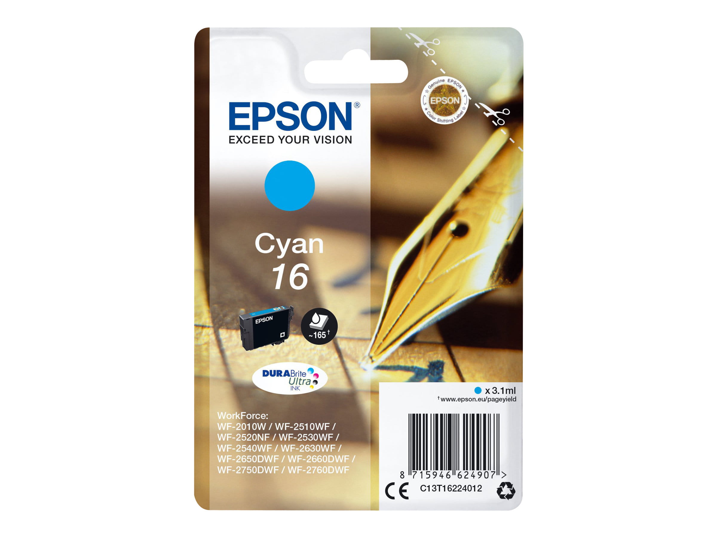 Epson 16 - 3.1 ml - Cyan - Original - Blister mit RF-Alarm