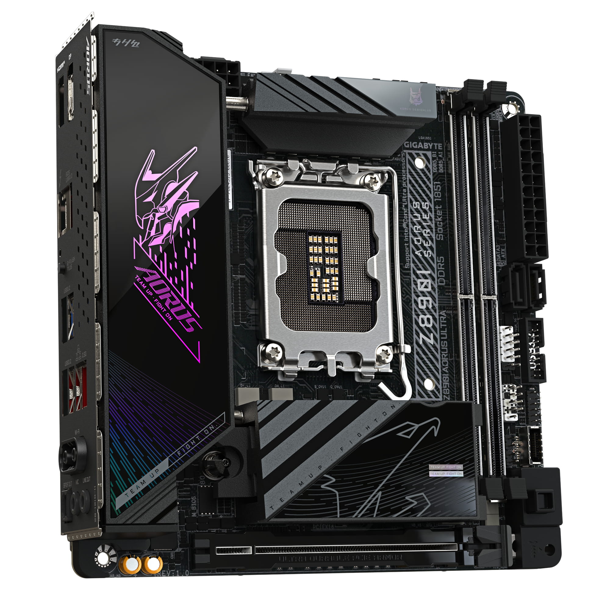 Gigabyte AORUS Z890I ULTRA - Motherboard - Mini-ITX - LGA1851-Sockel - Z890 Chipsatz - USB4, USB-C 3.2 Gen2, USB 3.2 Gen 2, USB 3.2 Gen 1 - 2.5 Gigabit LAN, Wi-Fi 7, Bluetooth - Onboard-Grafik (CPU erforderlich)