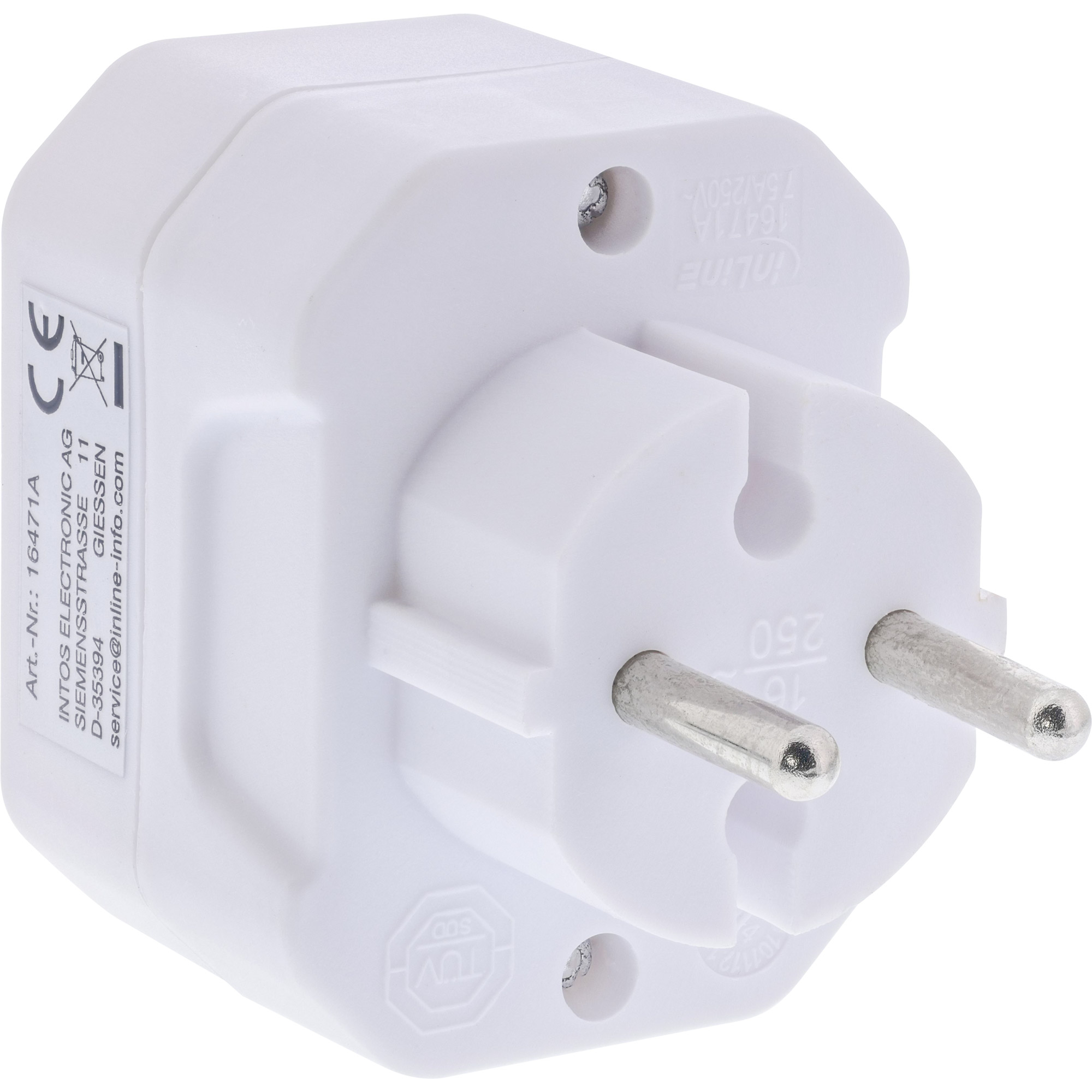 InLine Steckdosenadapter - Schutzkontakt-Stecker auf 3x Eurobuchse