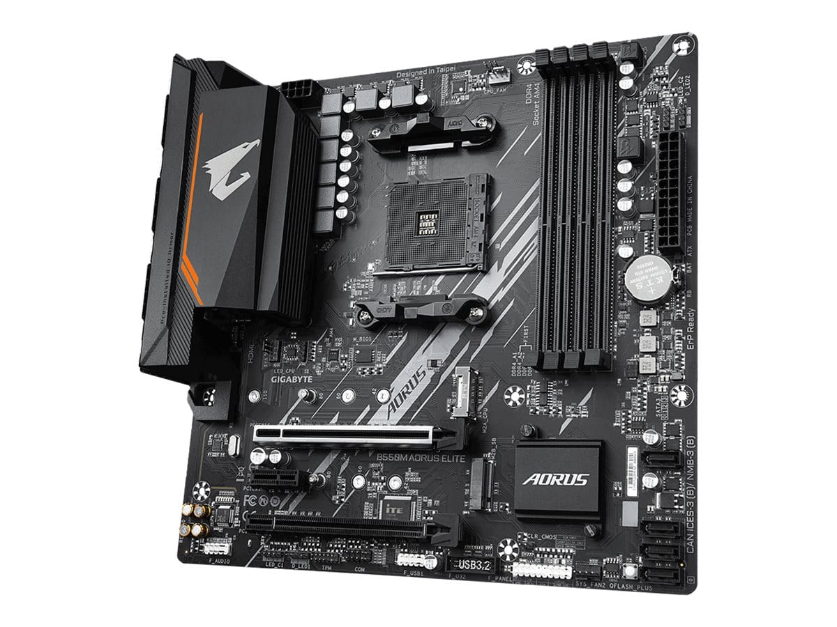 Gigabyte B550M AORUS ELITE Mainboard – AMD Ryzen 5000 CPUs, 5+3 Phasen VRM, bis zu 4733 MHz DDR4, 1xPCIe 4.0 + 1xPCIe 3.0 M.2, 1GbE LAN, USB 3.2 Gen 1, AMD, Sockel AM4, AMD Ryzen 3000 Series, AMD Ryzen 4000 Series, AMD Ryzen 5000 Series, Sockel AM4, DD