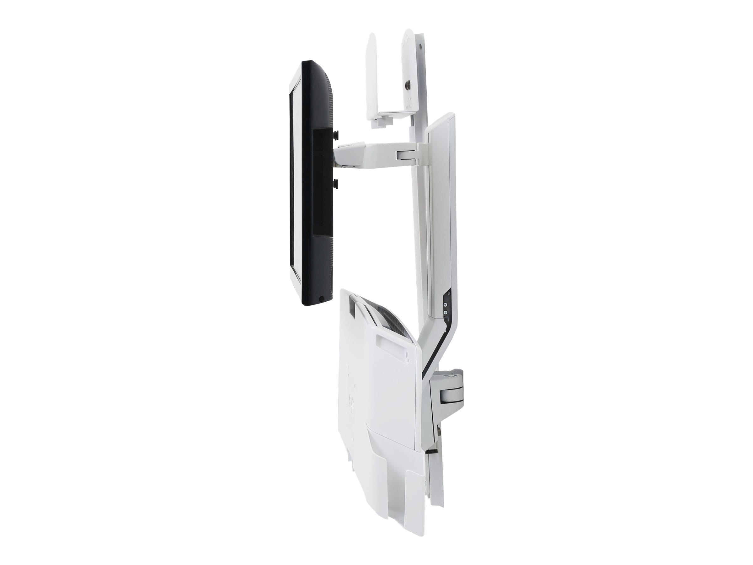 Ergotron SV Combo System with Worksurface & Pan, Small CPU Holder - Befestigungskit (CPU-Halter, Handgelenkkissen, Wandmontagehalterung, Schienenmontage Halterungsset, Mausablage zum Herausziehen, Monitorhalterung, Ablage für Barcode-Scanner und Maus, C