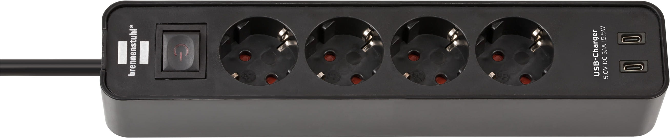 Brennenstuhl 1153240106, 1,5 m, Drinnen, IP20, Schwarz, 4 AC-Ausgänge, 240 V