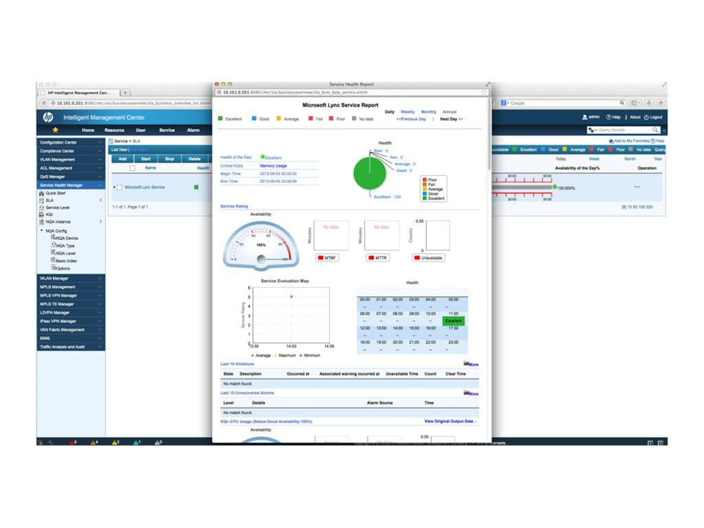 HPE Intelligent Management Center Service Health