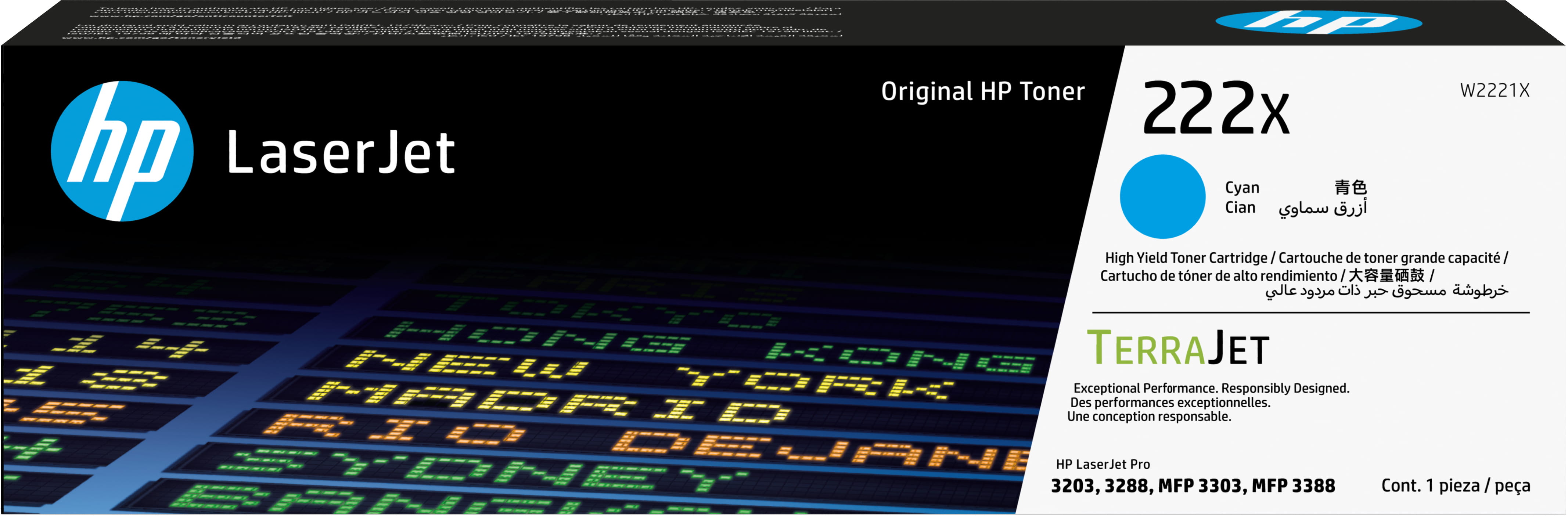 HP 222X - Hohe Ergiebigkeit - Cyan - original - LaserJet - Tonerpatrone (W2221X)