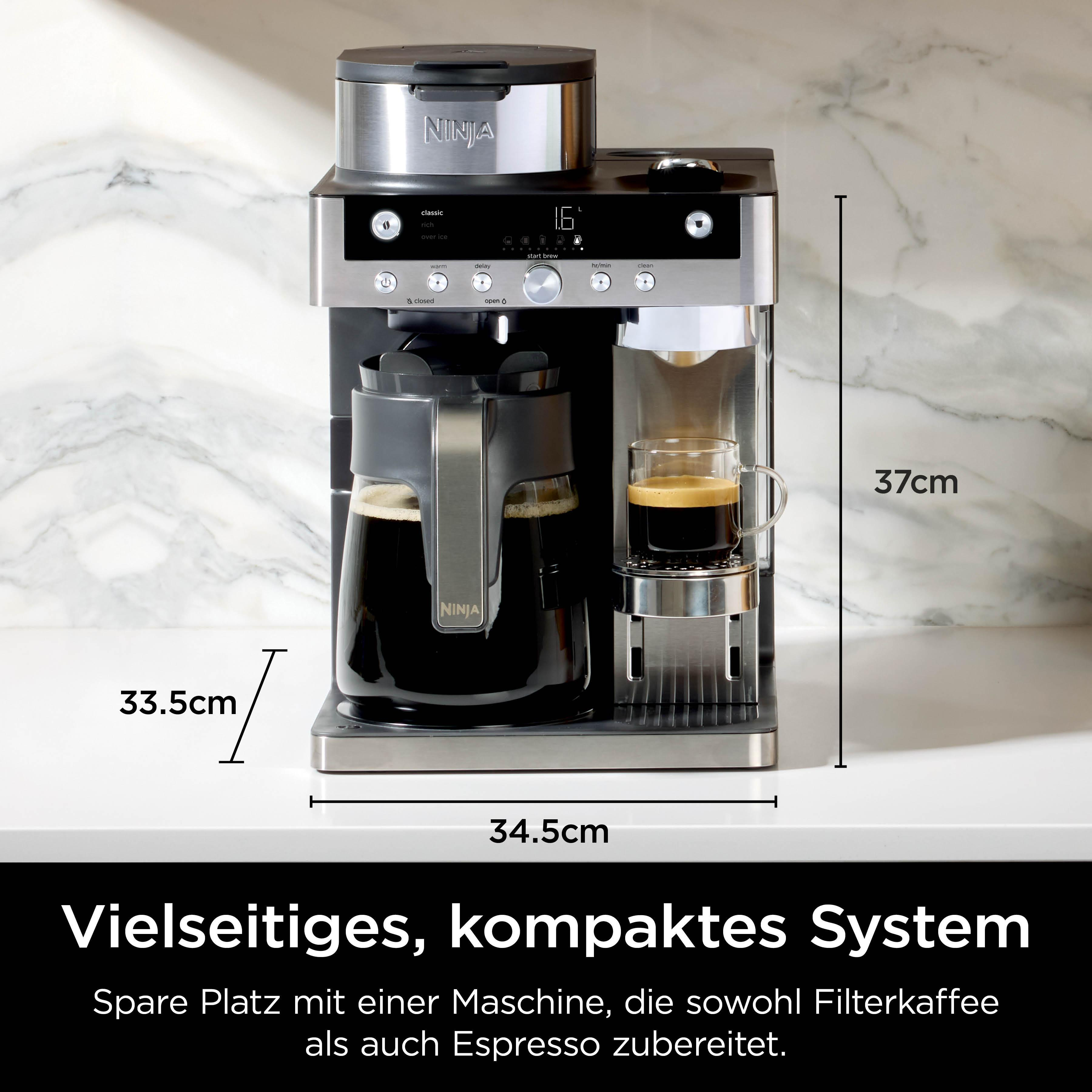 SharkNinja Ninja CFN802EU, Filterkaffeemaschine, 1,8 l, Kaffeekapsel, Gemahlener Kaffee, 1550 W, Schwarz