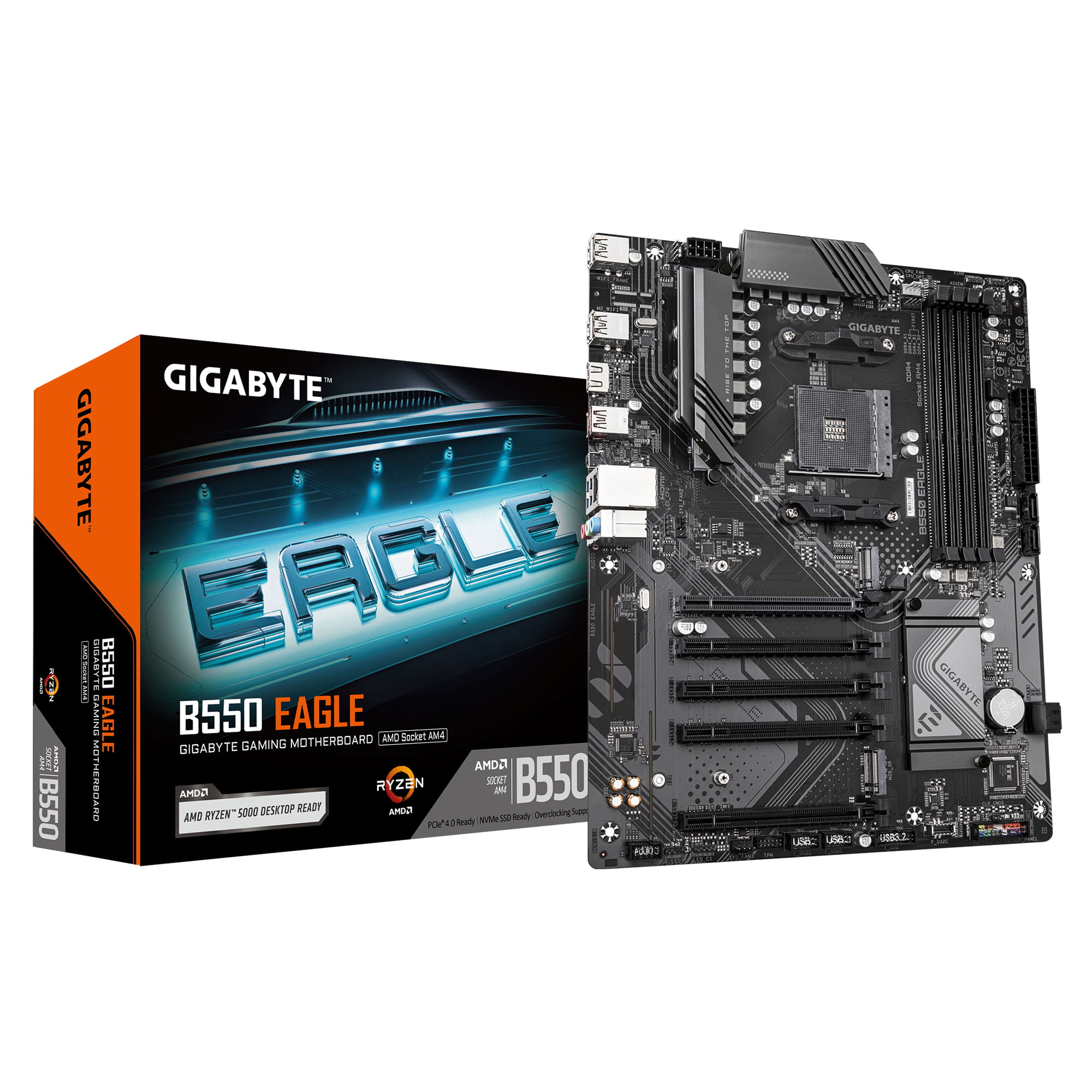 Gigabyte B550 EAGLE - Motherboard - ATX - Socket AM4 - AMD B550 Chipsatz - USB-C 3.2 Gen 1, USB 3.2 Gen 2, USB 3.2 Gen 1 - Gigabit LAN - Onboard-Grafik (CPU erforderlich)