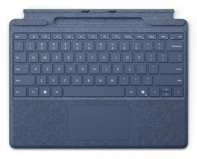 Microsoft Surface Pro Keyboard - Tastatur - mit Trackpad, Beschleunigungsmesser, Surface Slim Pen 2 Ablage- und Ladeschale - QWERTZ - Deutsch/Österreichisch - Saphir - für Microsoft Surface Pro 8, Pro 8 for Business, Pro 9, Pro 9 for Business, Pro 10 f