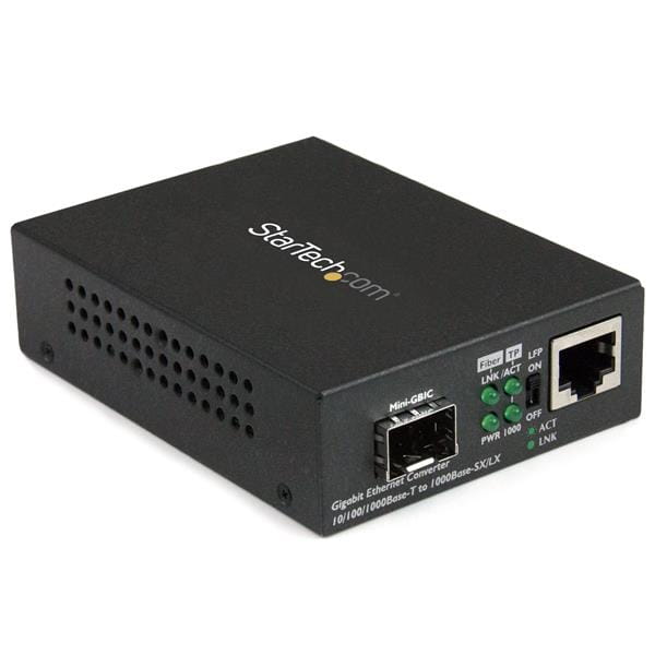 StarTech.com Gigabit Ethernet LWL / Glasfaser Medienkonverter mit SFP - 1000 Mbit/s Multimode Gigabit Ethernet Medienkonverter - Medienkonverter - 1GbE - 10Base-T, 1000Base-LX, 1000Base-SX, 100Base-TX, 1000Base-T - RJ-45 / SFP (mini-GBIC)