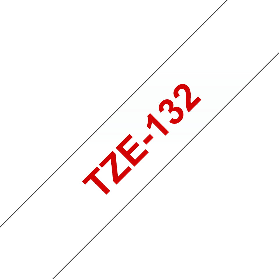 Brother TZe-132 - Rot auf durchsichtig - Rolle (1,2 cm x 8 m)