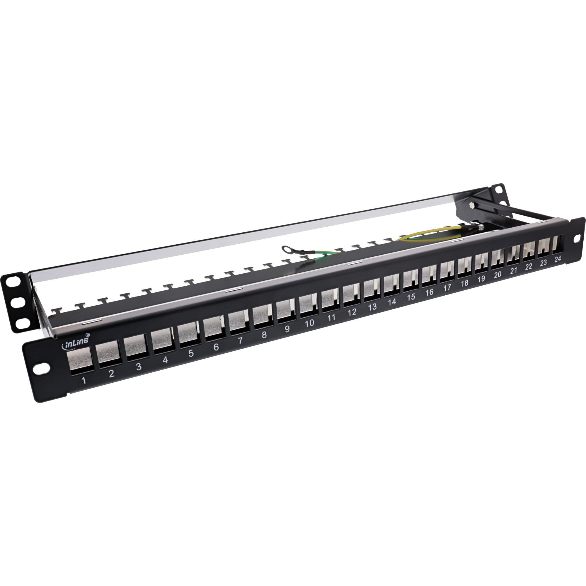 InLine Patchfeld 24-fach - Keystone Leerblech Patchpanel mit Auszug - 19" - 1HE