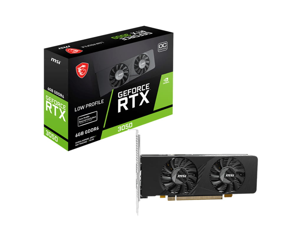 MSI GEFORCE RTX 3050 LP E 6G OC, GeForce RTX 3050, 6 GB, GDDR6, 96 Bit, 7680 x 4320 Pixel, PCI Express x8 4.0
