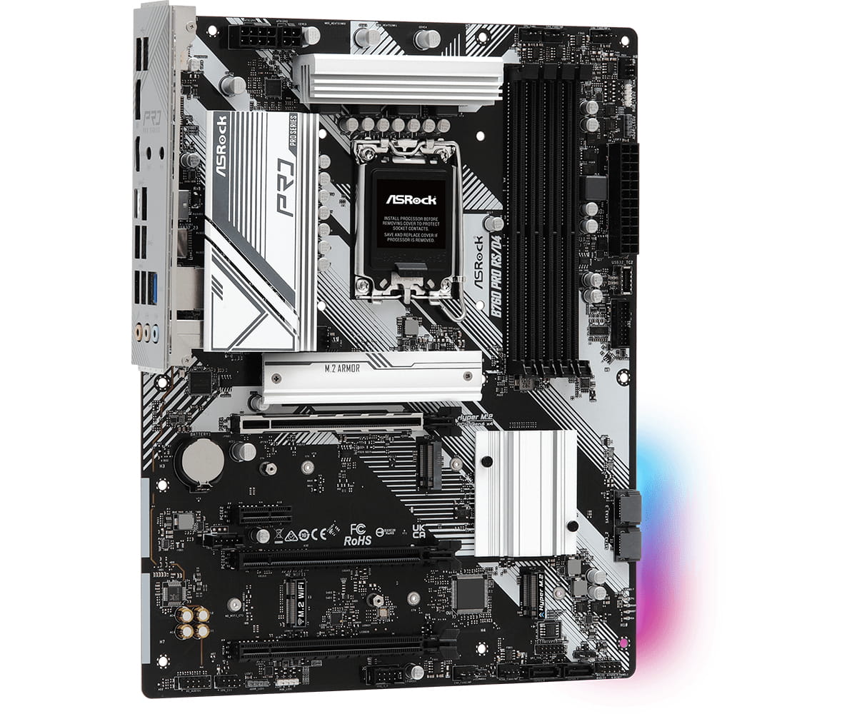 ASRock B760 PRO RS/D4 - Motherboard - ATX - LGA1700 Sockel - B760 Chipsatz - USB-C 3.2 Gen2, USB-C 3.2 Gen 1, USB 3.2 Gen 1 - 2.5 Gigabit LAN - Onboard-Grafik (CPU erforderlich)