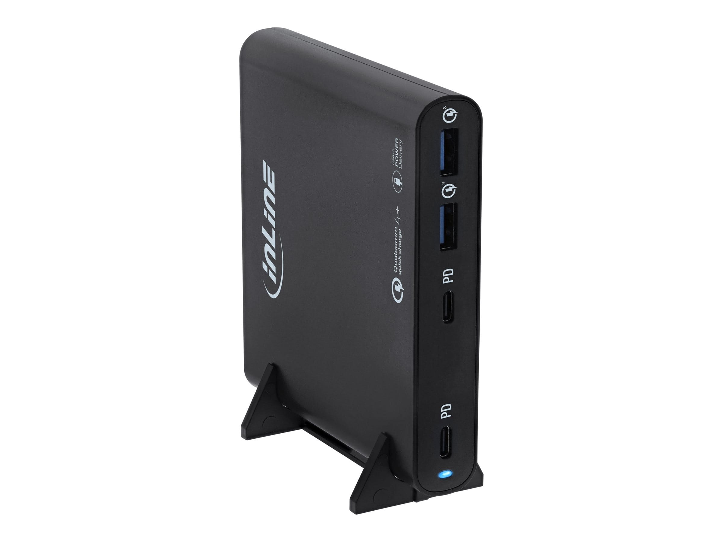 InLine USB Netzteil - GaN Ladegerät - 4-Port - 2x USB-C + 2x USB-A - 120W - schwarz