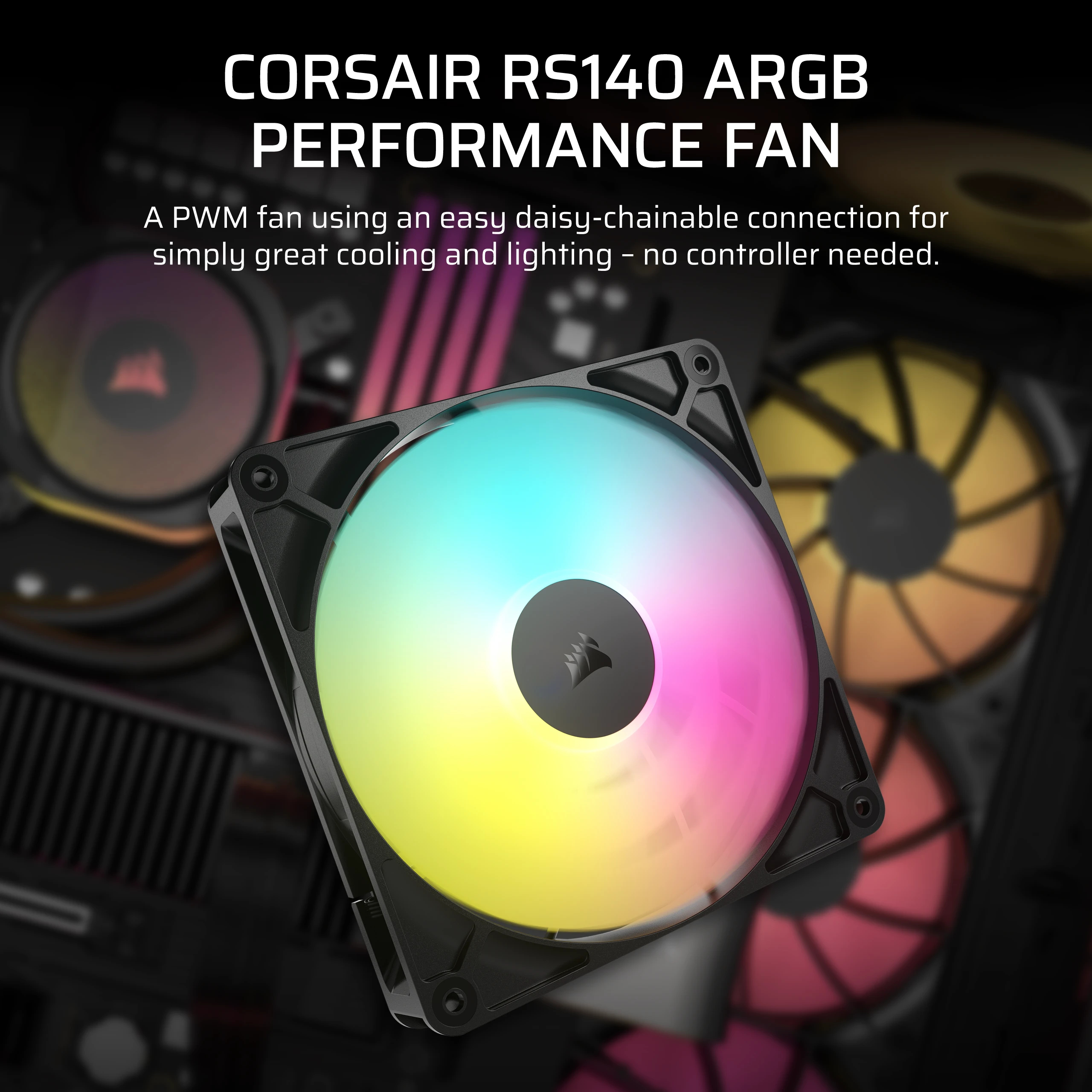 Corsair RS140 ARGB - Gehäuselüfter - 140 mm - Schwarz (Packung mit 2)