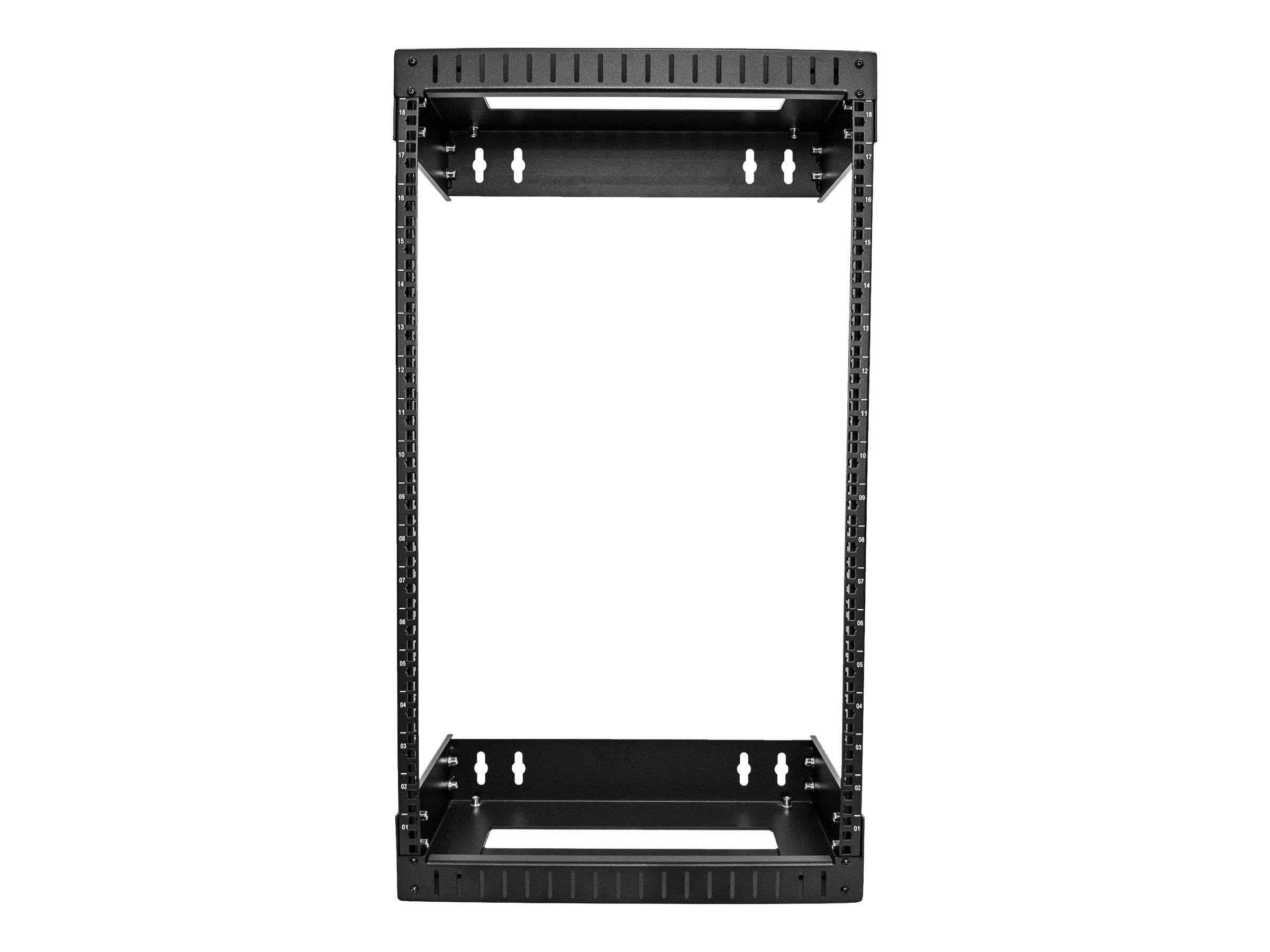 StarTech.com 18HE Netzwerkschrank 19 Zoll für Wandmontage - Einstellbare Tiefe 30 - 50 cm - 2 Pfosten Open Frame Serverschrank/Wandrack/Server rack -  Käfigmuttern & Schrauben (RACK-18U-20-WALL-OA)