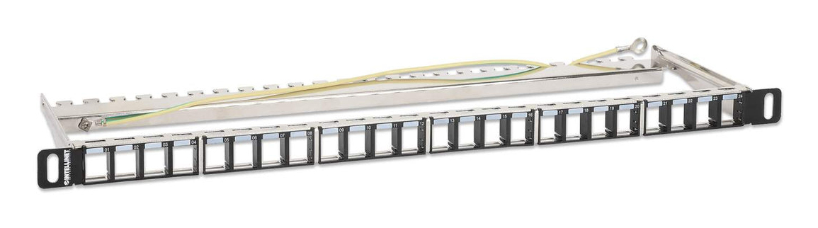 Intellinet Leeres Keystone-Patchpanel - Rack montierbar - Schwarz - 0.5U - 48.3 cm (19")