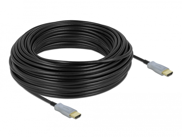 Delock HDMI-Kabel - HDMI männlich zu HDMI männlich - 30 m - Glasfaser - Schwarz - 4K Unterstützung, Active Optical Cable (AOC)