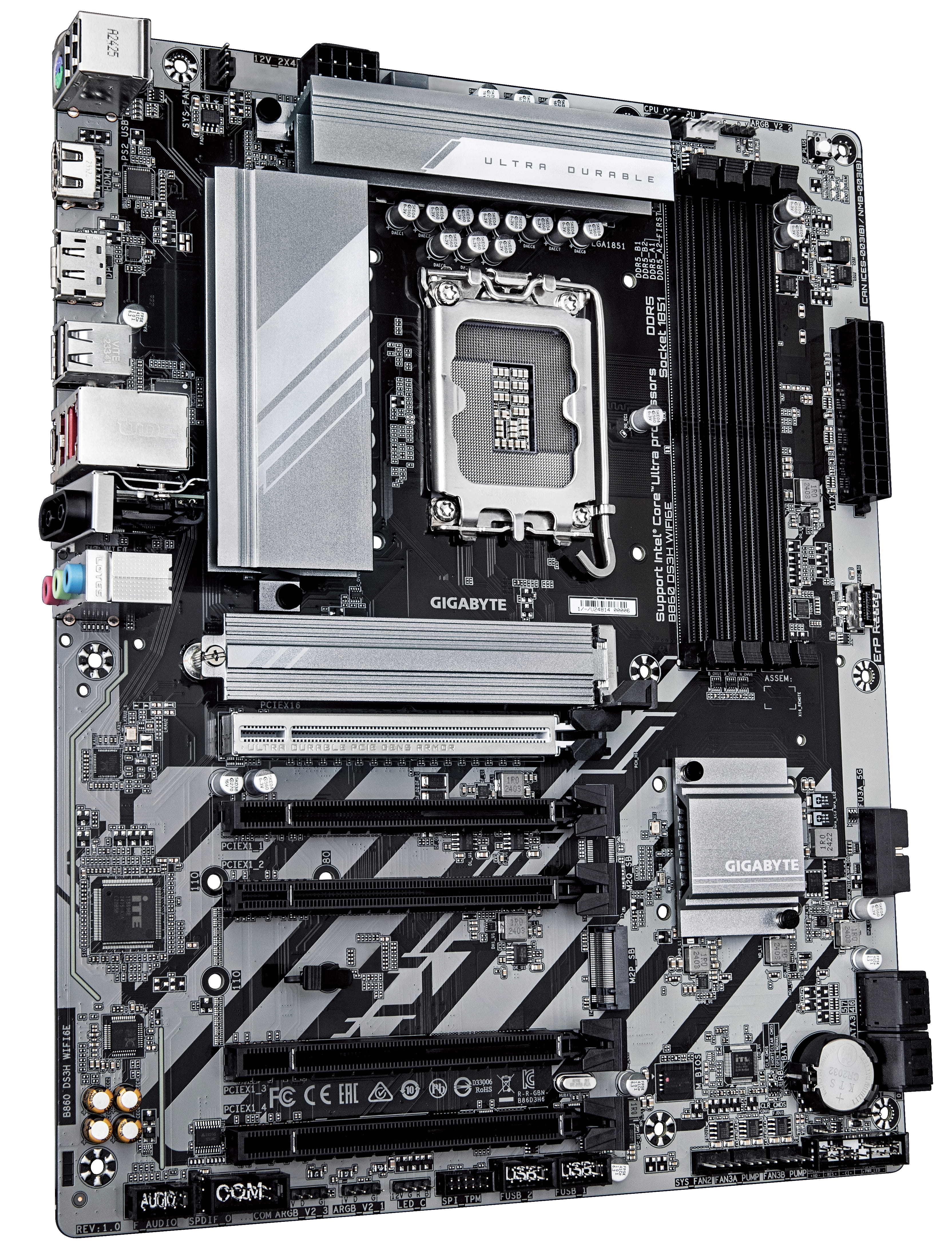 Gigabyte B860 DS3H WIFI6E - Motherboard - ATX - LGA1851 Sockel - B860 Chipsatz - USB-C 3.2 Gen 2x2, USB 3.2 Gen 2, USB-C 3.2 Gen 1, USB 3.2 Gen 1 - 2.5 Gigabit LAN, Bluetooth, Wi-Fi 6E - Onboard-Grafik (CPU erforderlich)