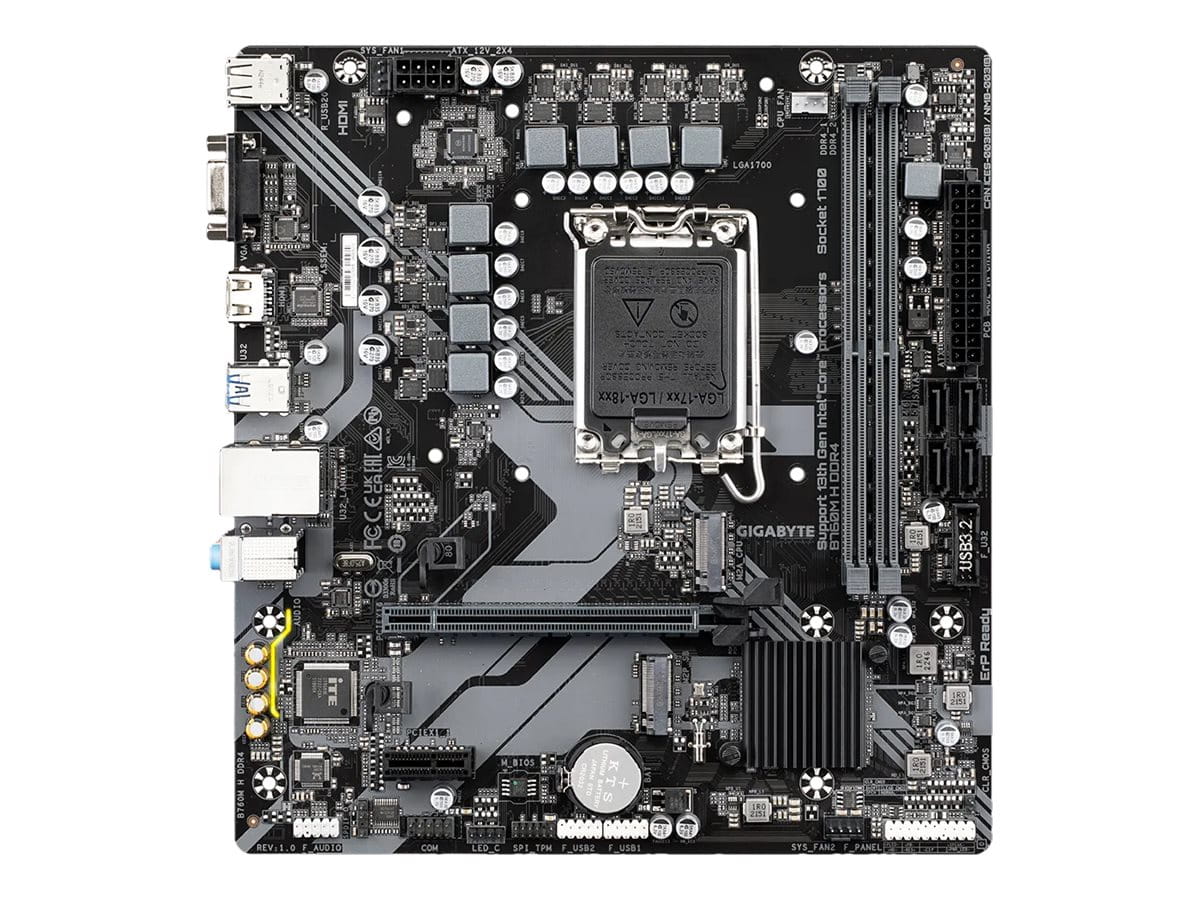 Gigabyte B760M H DDR4 - 1.0 - Motherboard - micro ATX - LGA1700 Sockel - B760 Chipsatz - USB 3.2 Gen 1 - Gigabit LAN - Onboard-Grafik (CPU erforderlich)