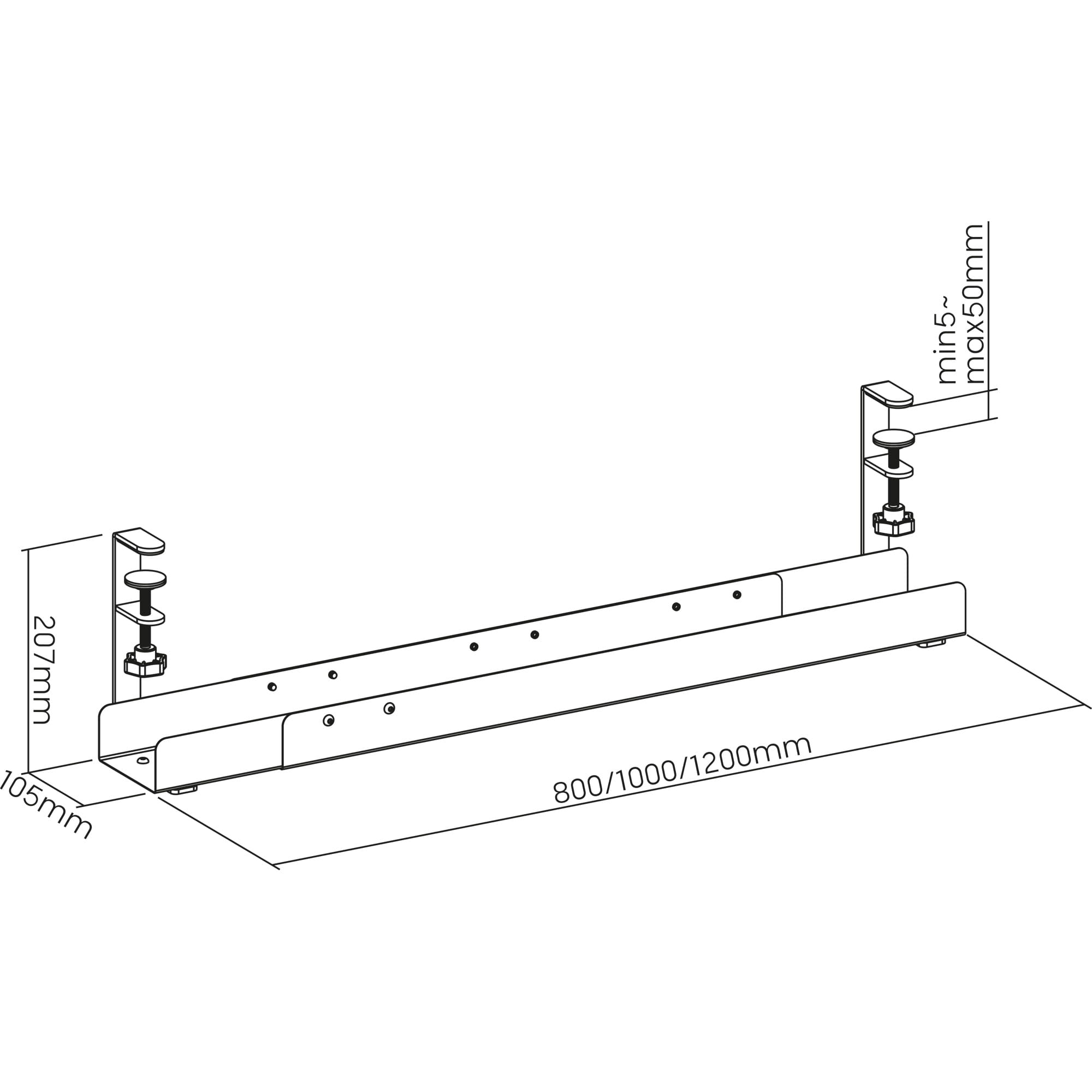 InLine Universal Kabelführungsschiene - 3-Stufen 80/100/120cm