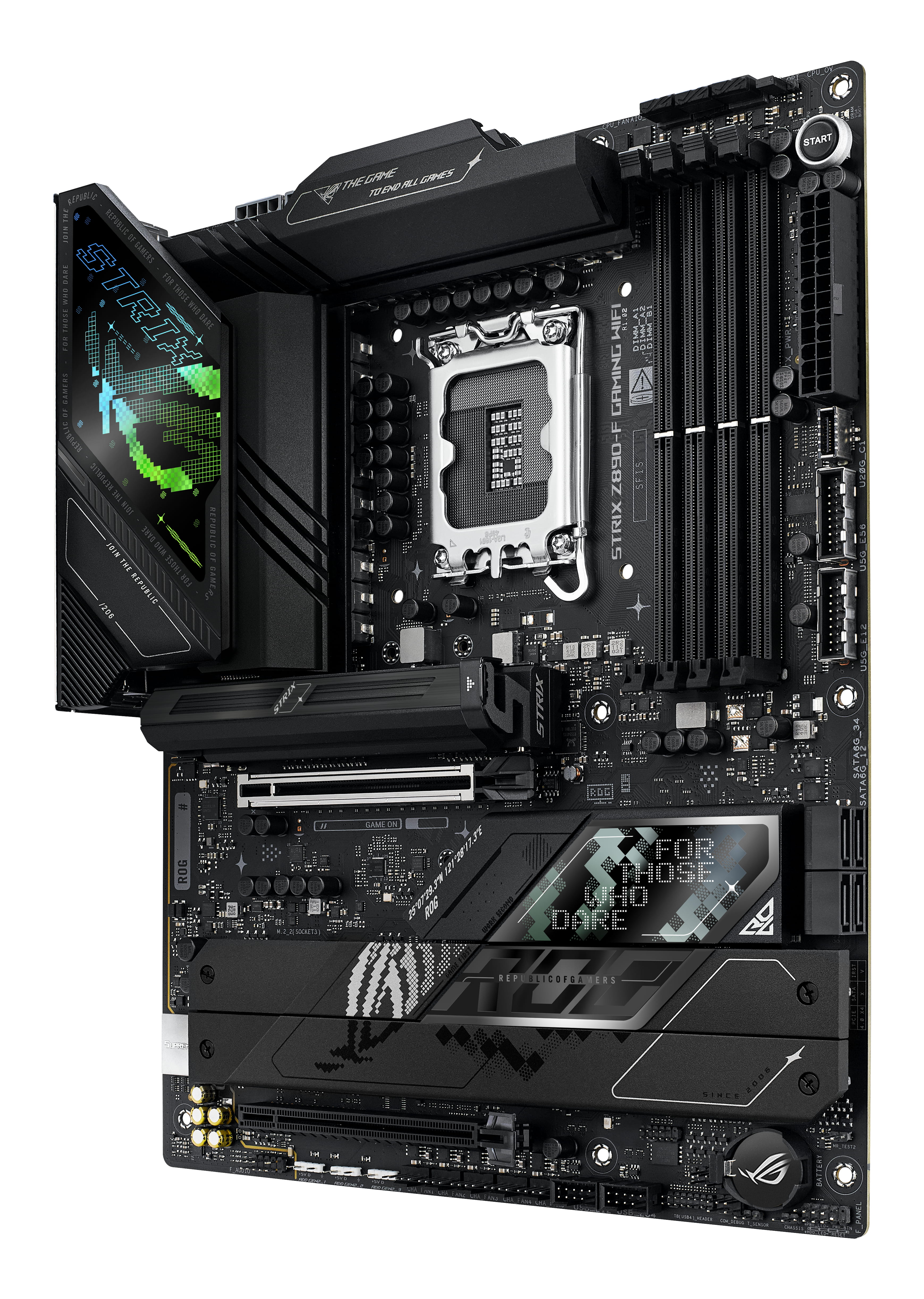 ASUS ROG STRIX Z890-F GAMING WIFI - Motherboard - ATX - LGA1851 Sockel - Z890 Chipsatz - USB-C 3.2 Gen 2x2, USB 3.2 Gen 1, USB 3.2 Gen 2, USB-C 3.2 Gen2, USB4 - 2.5 Gigabit LAN, Wi-Fi 7, Bluetooth - Onboard-Grafik (CPU erforderlich)