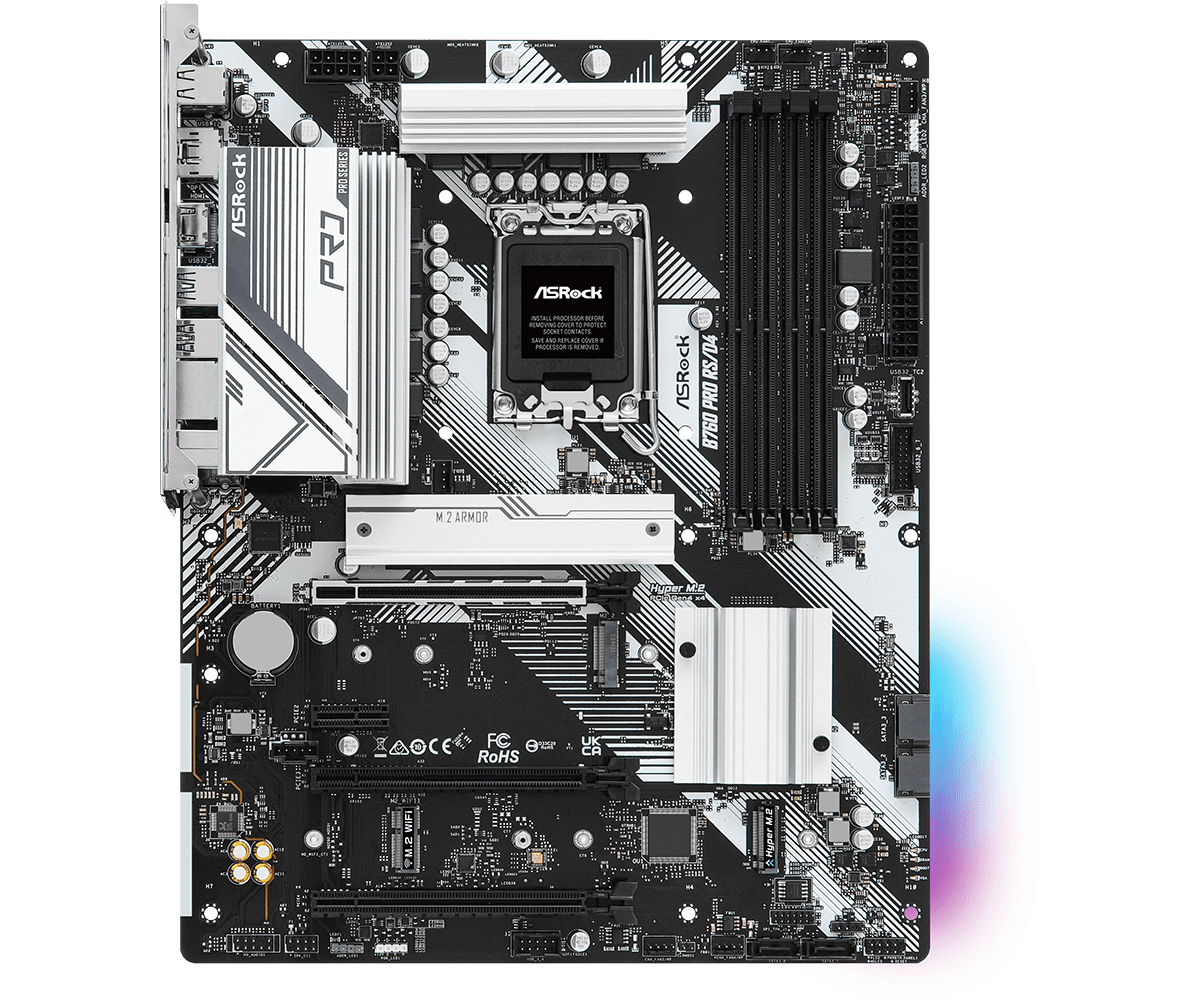 ASRock B760 PRO RS/D4 - Motherboard - ATX - LGA1700 Sockel - B760 Chipsatz - USB-C 3.2 Gen2, USB-C 3.2 Gen 1, USB 3.2 Gen 1 - 2.5 Gigabit LAN - Onboard-Grafik (CPU erforderlich)